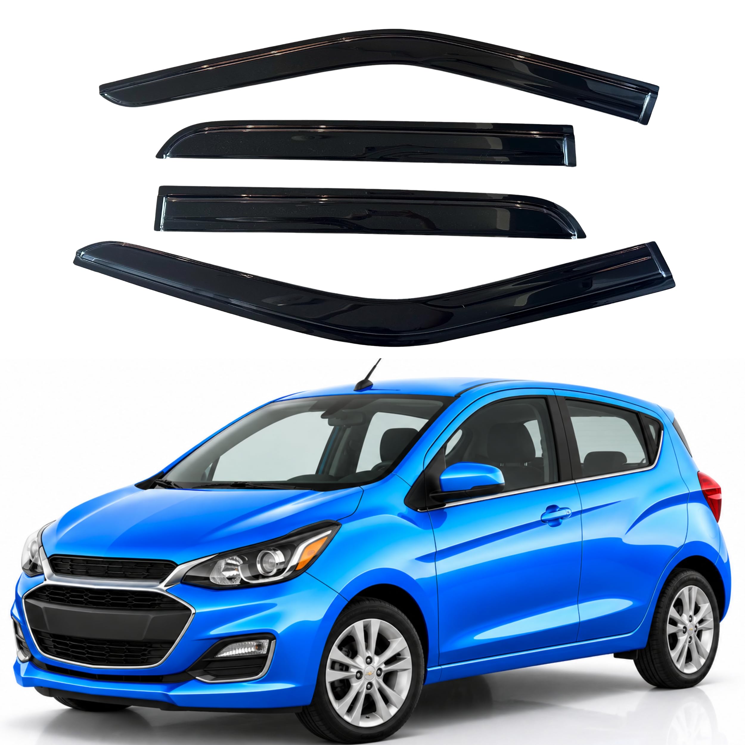 IG Window Visors Fit for 2016-2022 Chevrolet Spark, Out-Channel Rain Guards Vent Wind Deflectors 4PC, Car Accessories for 16-22 Chevy Spark
