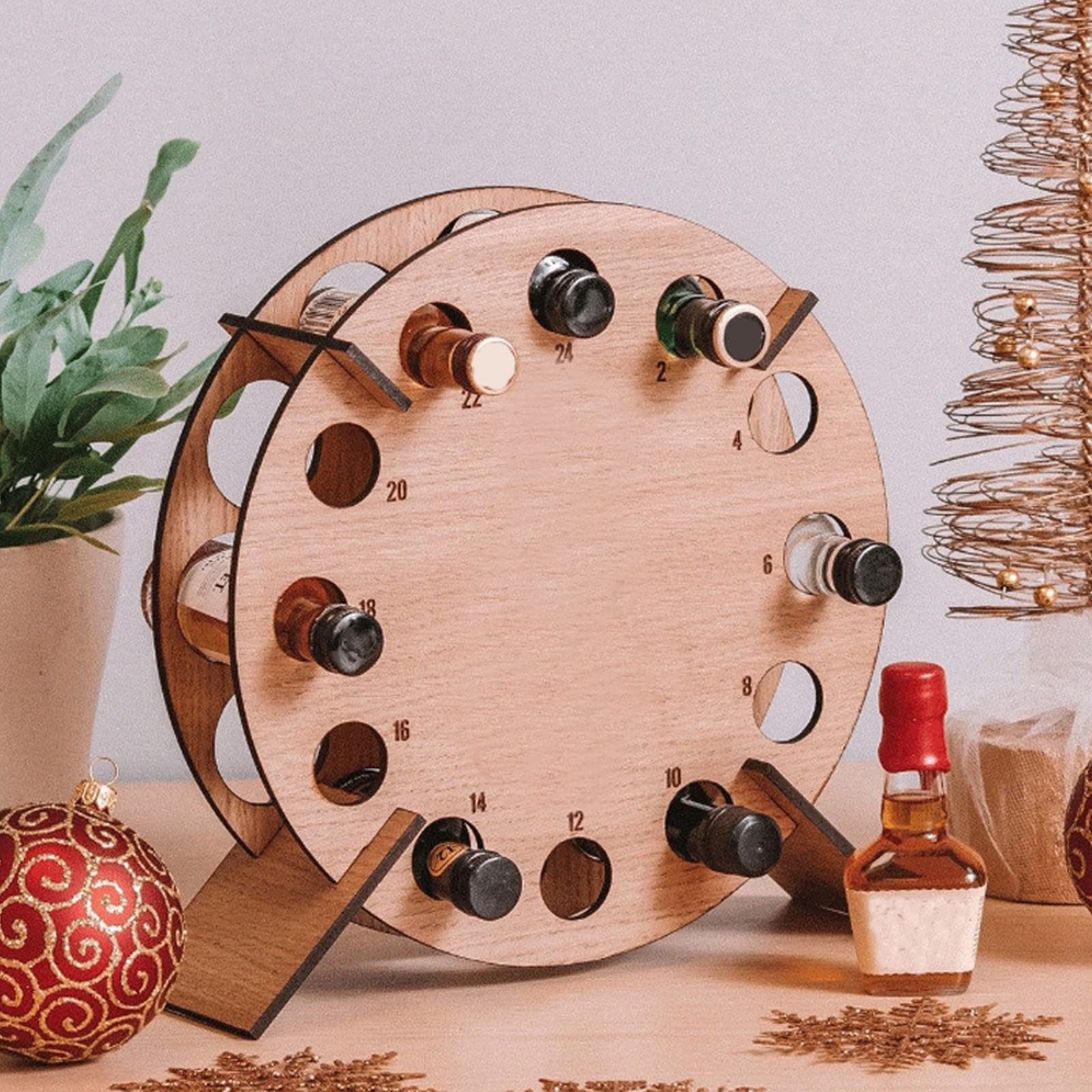 JUOPZKENN Christmas Advent Calendar Wooden Christmas Tree Bottle Holder Rack Countdown Wine Bottle Rack Christmas Decorations Gift(#1 40 * 30 * 2 200.00)