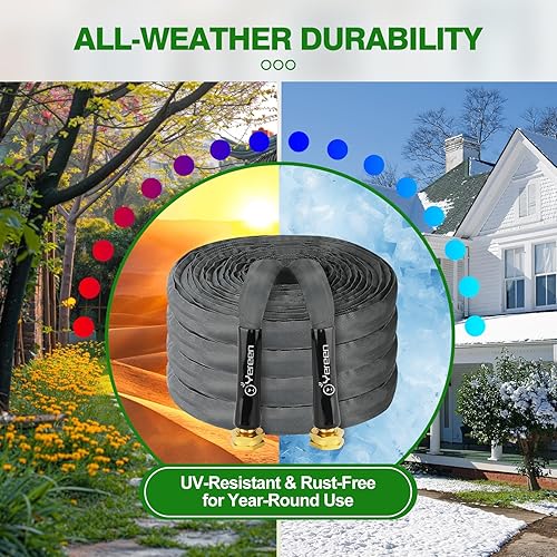 Miniatura 7 de Manguera de jardín no expandible de 50 pies, manguera plana mejorada 2025, manguera de jardín ligera, sin torceduras, resistente a las explosiones,