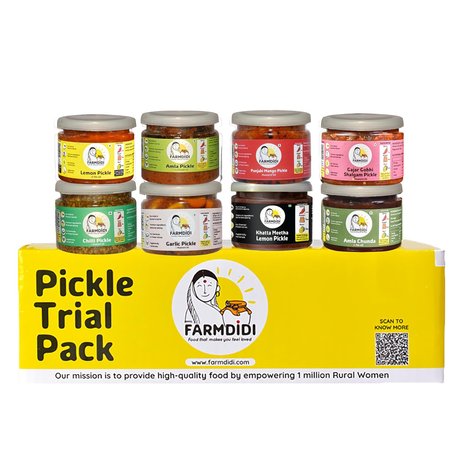 Farm Didi FarmDidi Nani’s Special Pickle Trial Pack Of 8|Authentic Homemade Traditional Achar & Chutney|TV Featured|Spicy & Sweet Pickles|No Artificial Preservatives|Less Or No Oil|Sun-Dried Achar