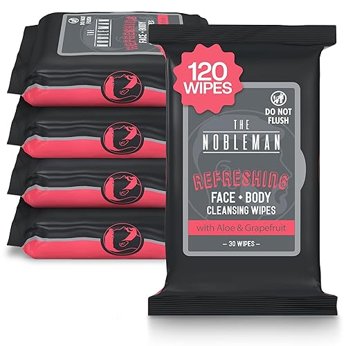 Toallitas refrescantes para rostro + limpieza corporal para hombre, paquete de 4 unidades, 120 unidades