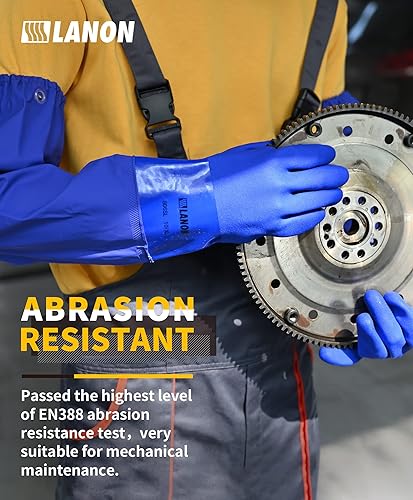 Miniatura 3 de LANON Guantes de PVC resistentes a productos químicos de 26 pulgadas, longitud del codo, guantes de goma largos de alta resistencia, protección de
