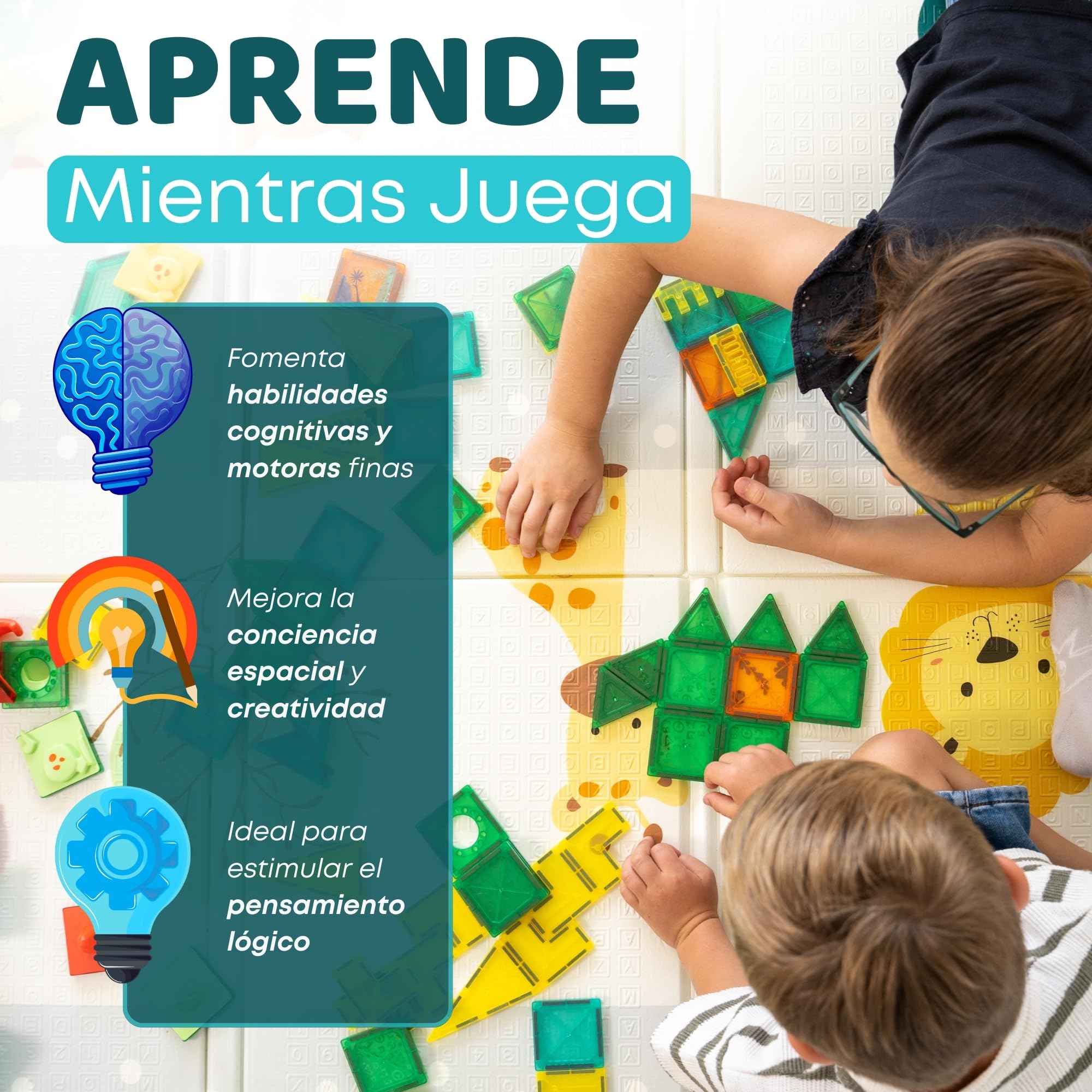 100 Piezas Magneticas para Niños – Bloques Magnéticos de Construcción con Figuras de Dinosaurios y Tiranosaurio Rex – Juego Imanes Niños 3 a 8 Años, Estimula Creatividad sin Pantallas