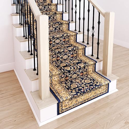 Westerly Marash Luxury Collection - Alfombra para escaleras de 25 pies con 336.000 puntos de tela por metro cuadrado, color azul marino