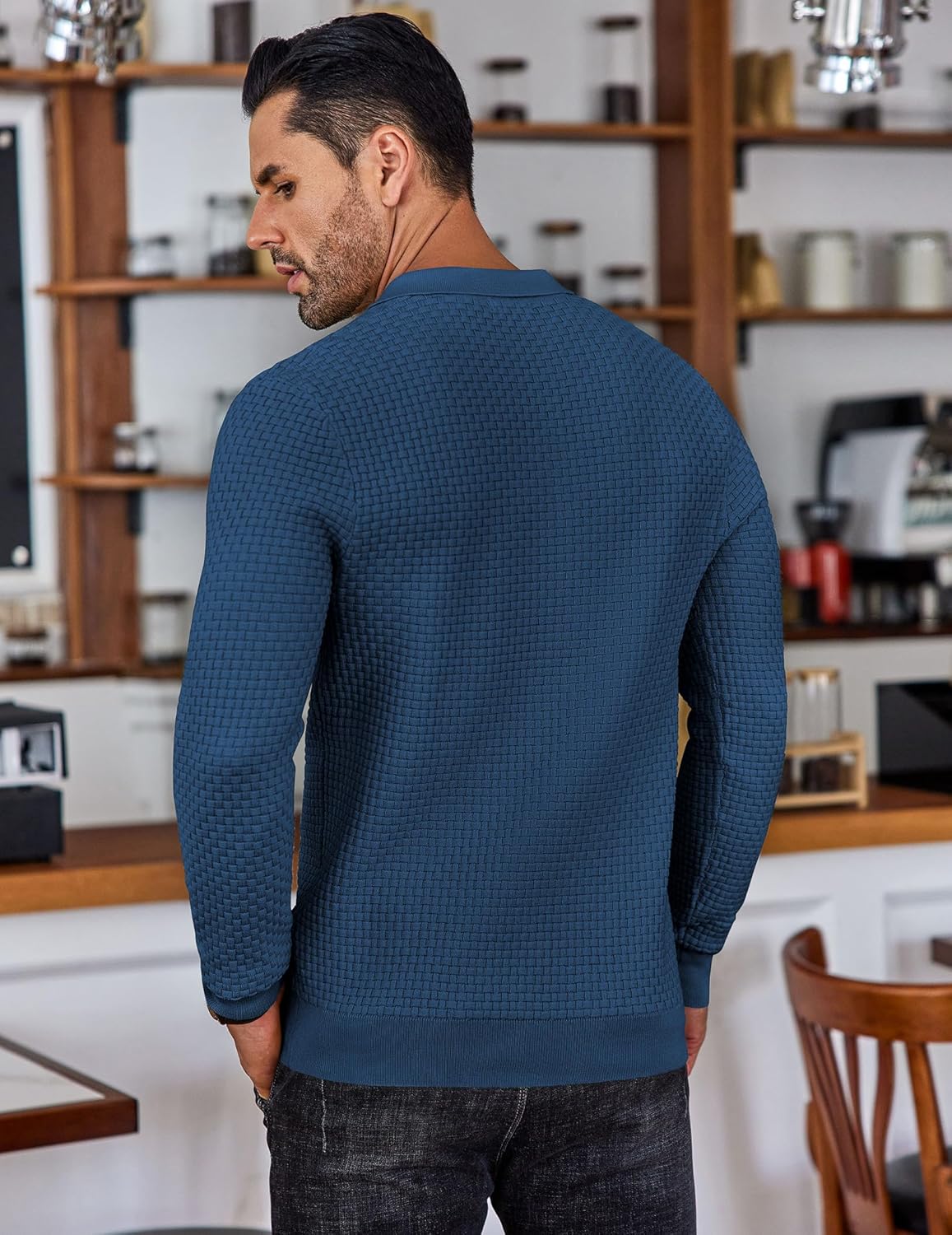 COOFANDY Men's Knit Polo Shirts Long Sleeve Sweater Polo Lightweight Fashion Casual Collared Shirts - Image 3