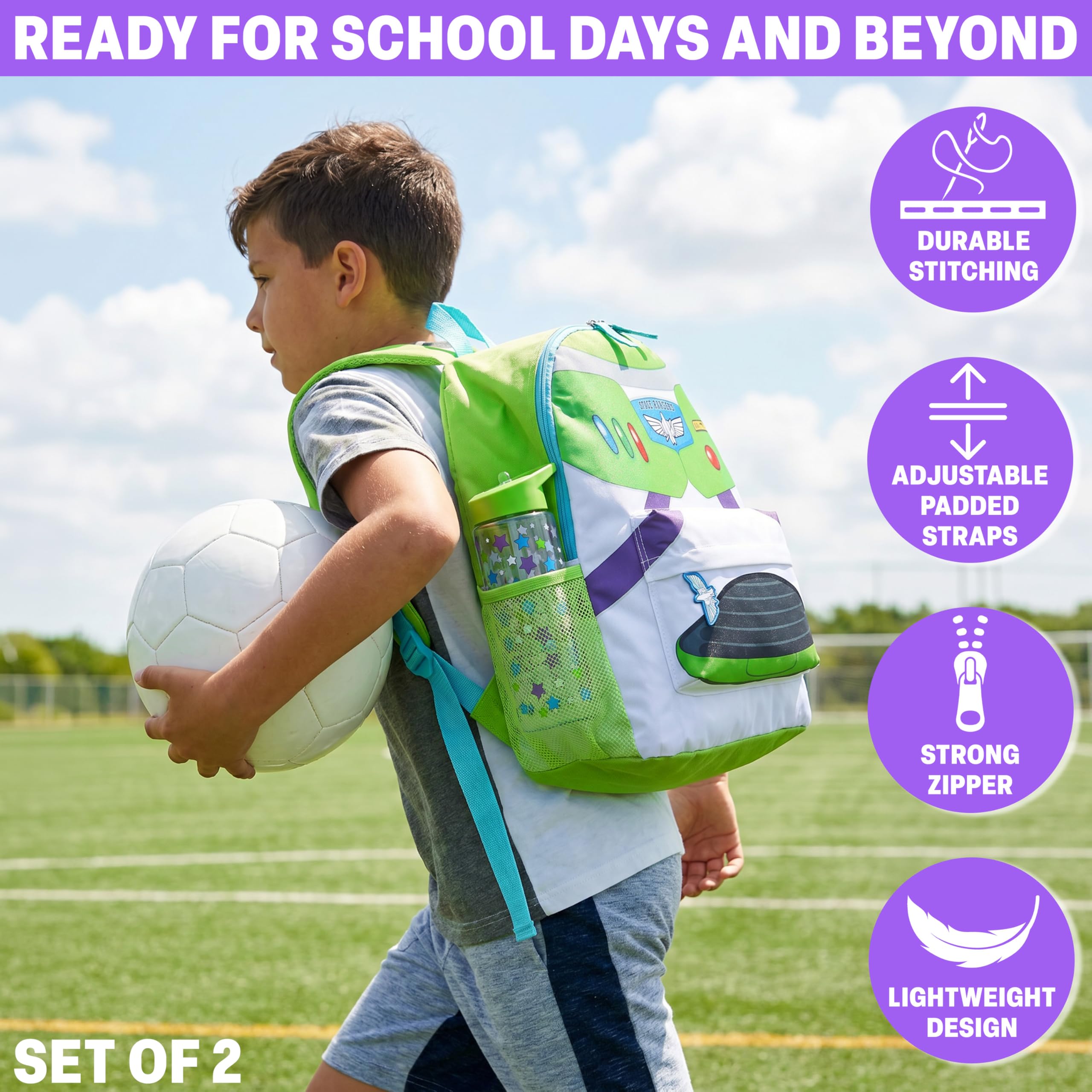 Get Trend Toy Story Buzz Lightyear Zaino Bambino con Borraccia 500ml, Set Zaino Scuola e Tempo Libero, Sport e Viaggio, Regalo Bambini (Multi Buzz)