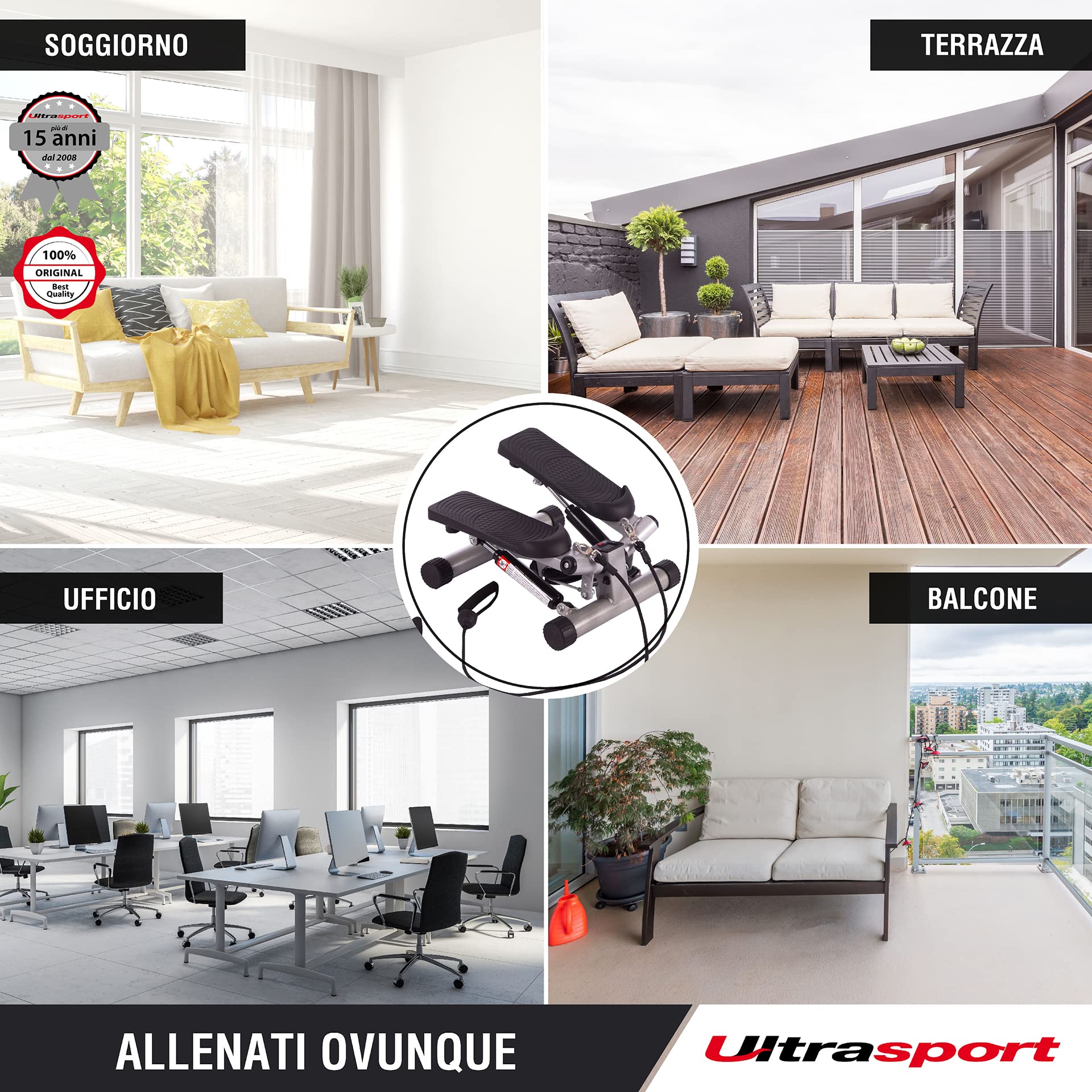 Ultrasport Swing Stepper, Su-giù Stepper, Stepper Con o Senza Bande di Allenamento, Allenamento Olistico