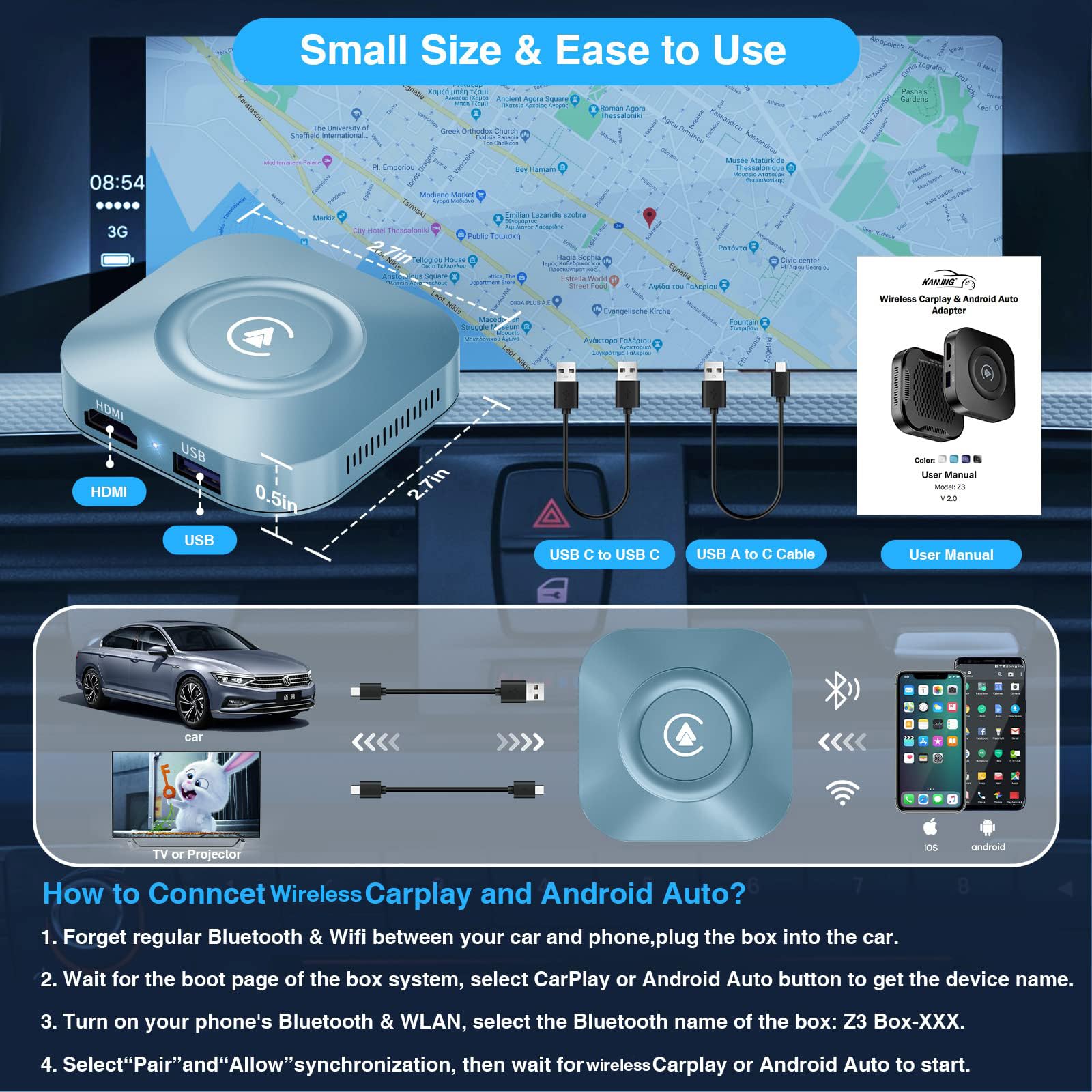 Amazon.com: 3 in 1 Wireless Carplay Adapter with YouTube and More