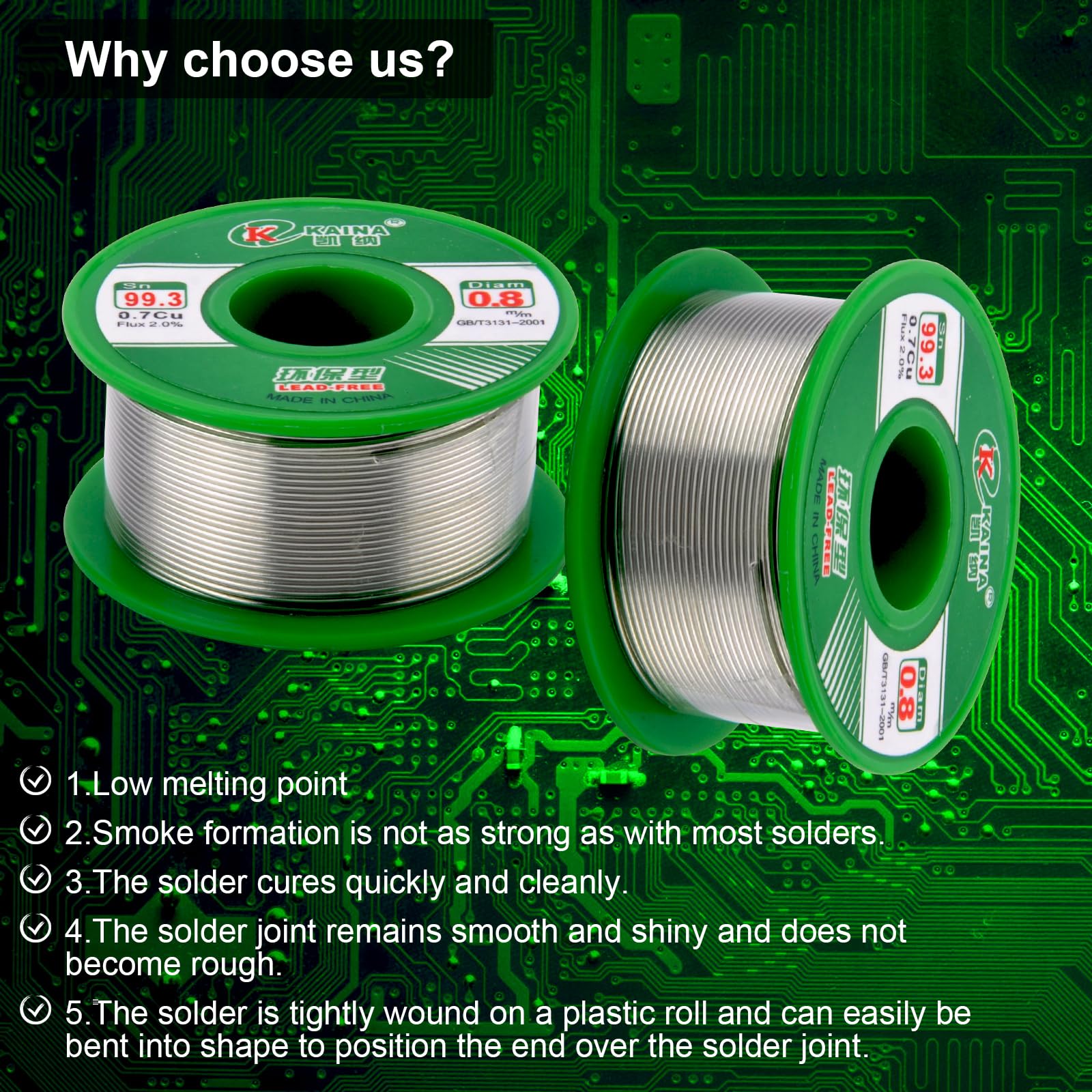 Estaño De Soldadura Sin Plomo 1.0mm Núcleo De Flujo Hecho En Corea-Precio Por 1 Metro