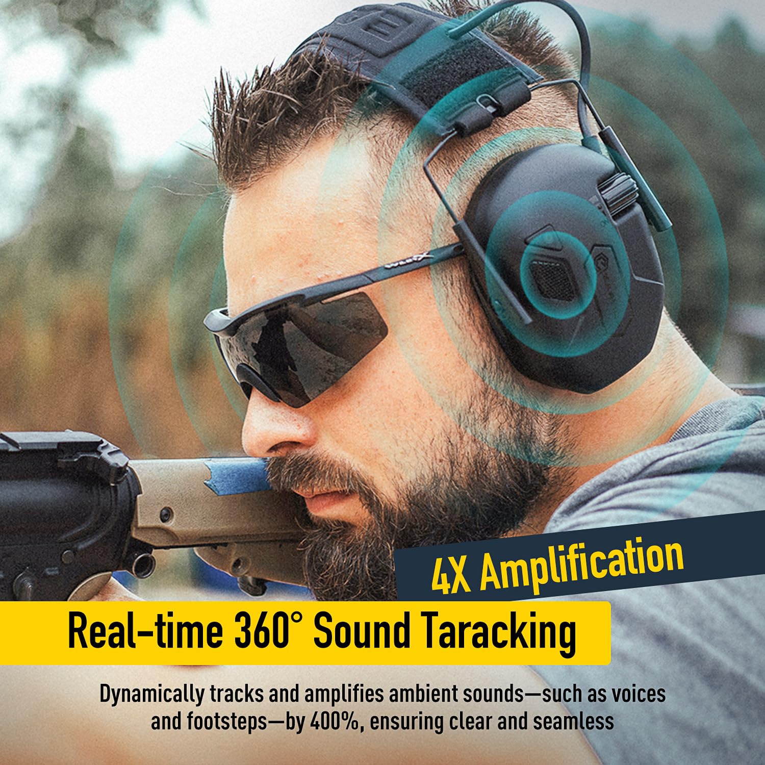 EARMOR Orejeras de protección auditiva M300T para disparos electrónicos para rango de pistola, protección auditiva M300L para tiradores, caza