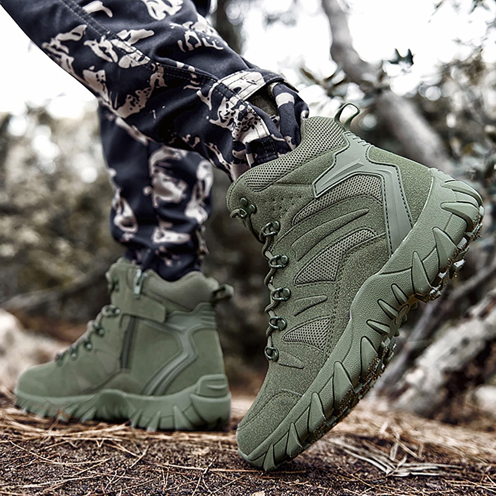 Generisch 2025 Hombres Zapatos Escalada Zapatos de Senderismo Moda Suela Gruesa Zapatillas de Montañismo Al Aire Libre Zapatos de Bicicleta de Montaña Zapatos de Hombre Flat, verde, 44 EU
