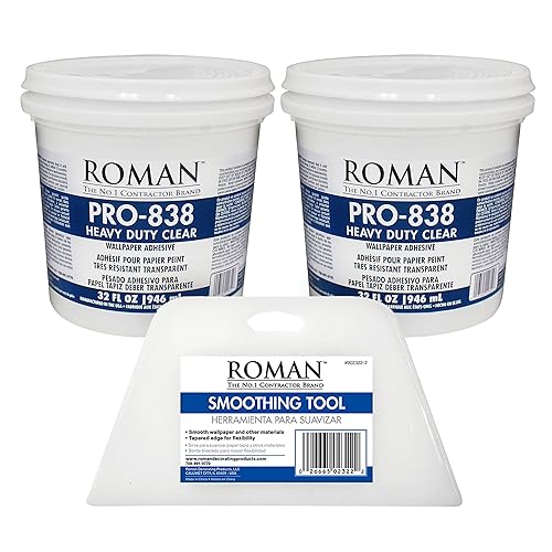 Kit de proyecto de papel tapiz, pegamento para papel tapiz de 32 onzas, paquete de 2 + herramienta de alisado de papel tapiz, PRO-838 resistente