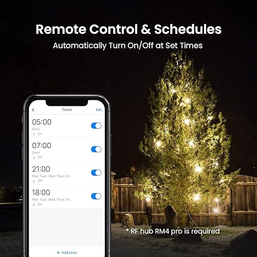 Miniatura 7 de Atenuador para exteriores para tiras de luces, BestCon atenuador de luz con control remoto RF, interruptor temporizador e impermeable, potencia