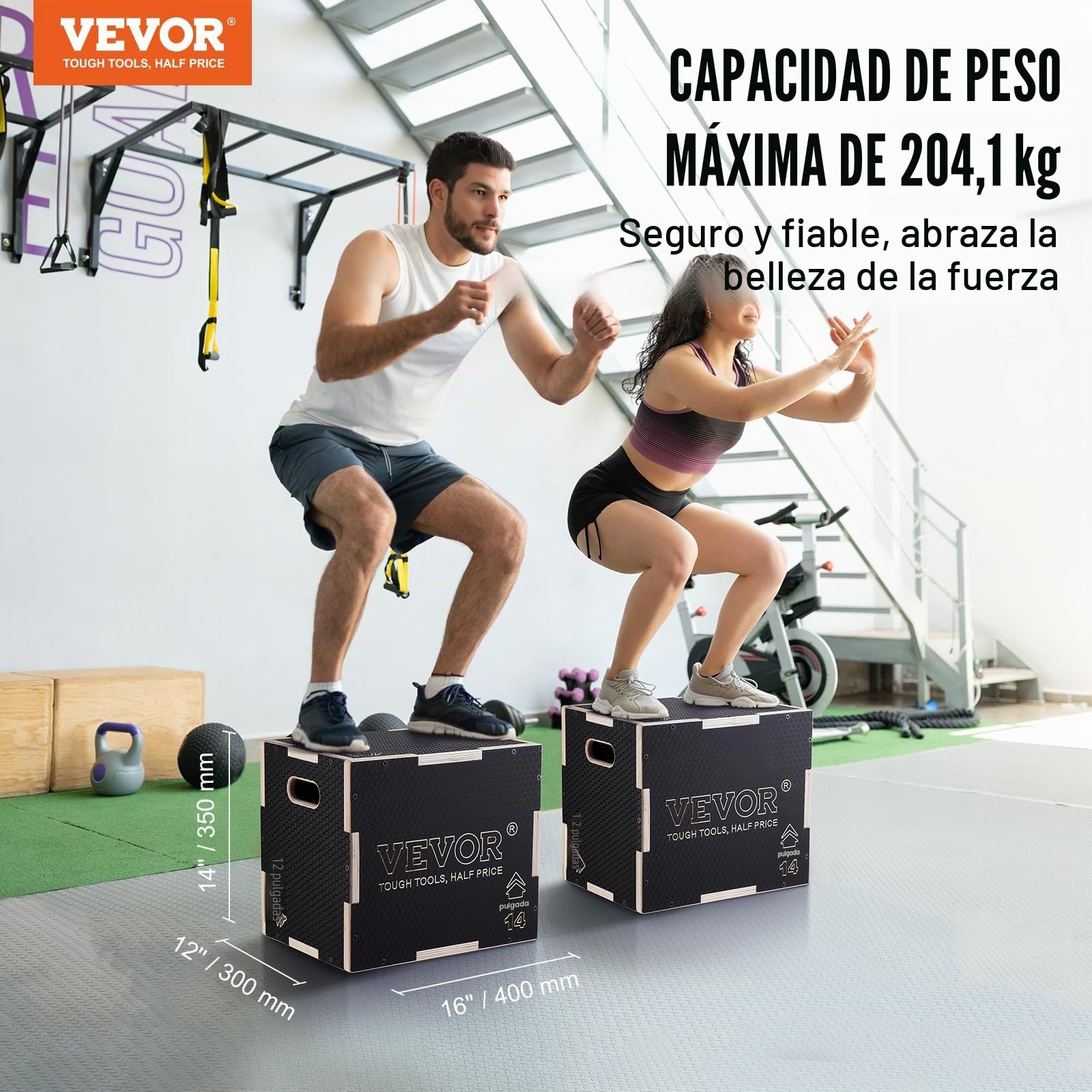 VEVOR Caja pliométrica 3 en 1, caja pliométrica de madera, plataforma y caja de agilidad de salto, caja de ejercicios de fitness antideslizante para entrenamiento de gimnasio en casa, entrenamiento de