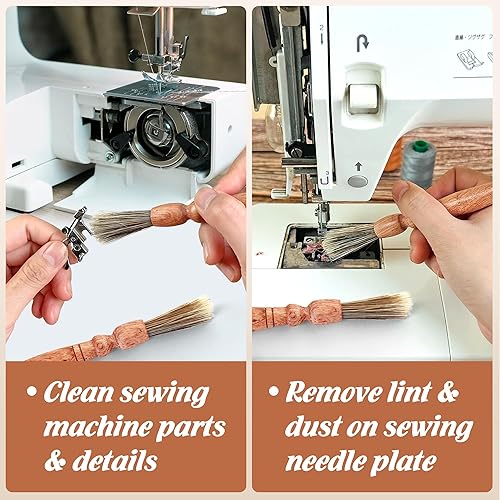 Miniatura 8 de Savina Cepillo de limpieza para máquinas de coser y sergers - Herramienta de coser, cepillo de pelusa de madera con una correa para colgar