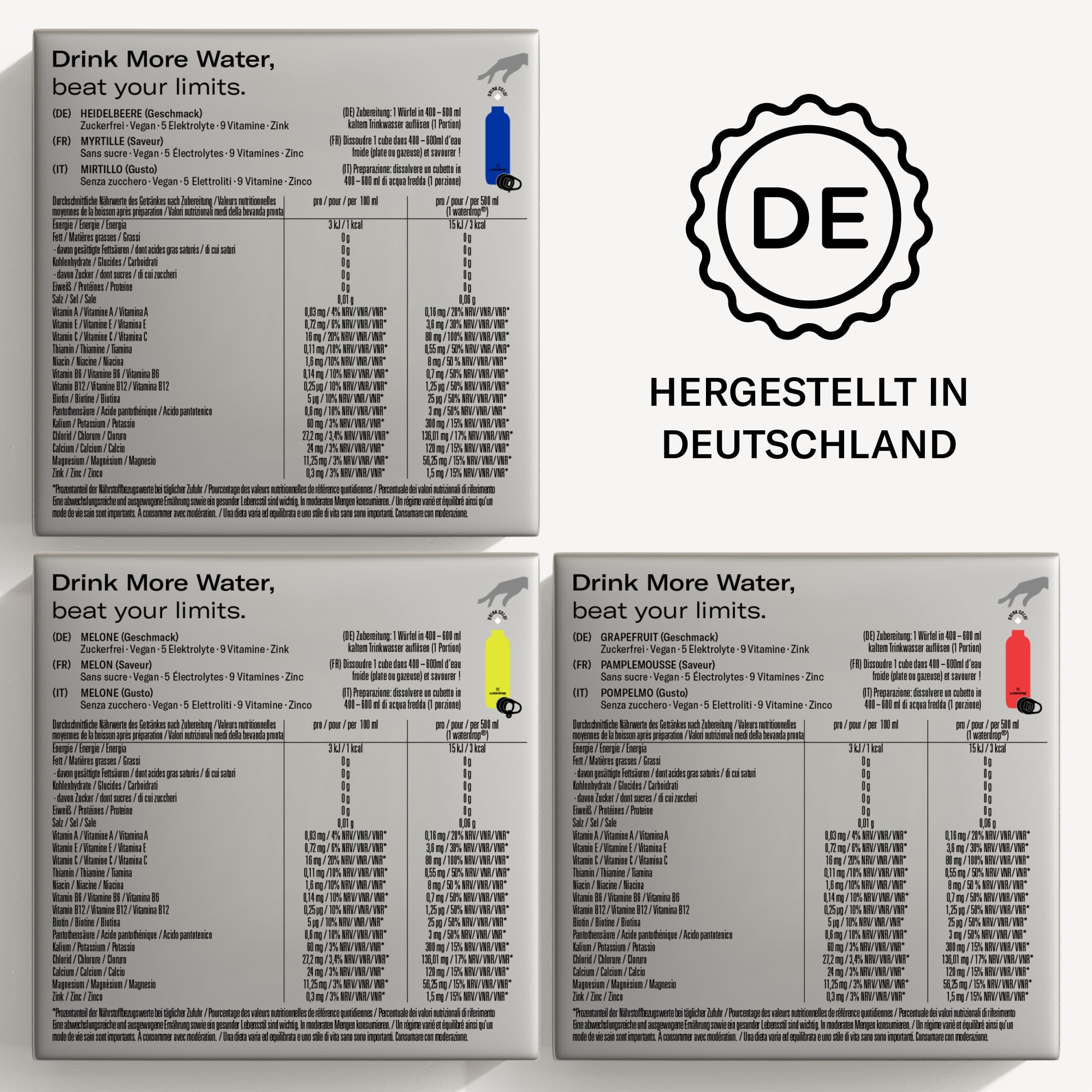 waterdrop® Microlyte BLUEBERRY | 5 Elektrolyten, 9 Vitaminen + Zink | Elektrolytgetränk ohne Zucker | 12 Portionen Elektrolyt Pulver | Veganes Sportgetränk, kalorienfrei zur schnellen Hydration