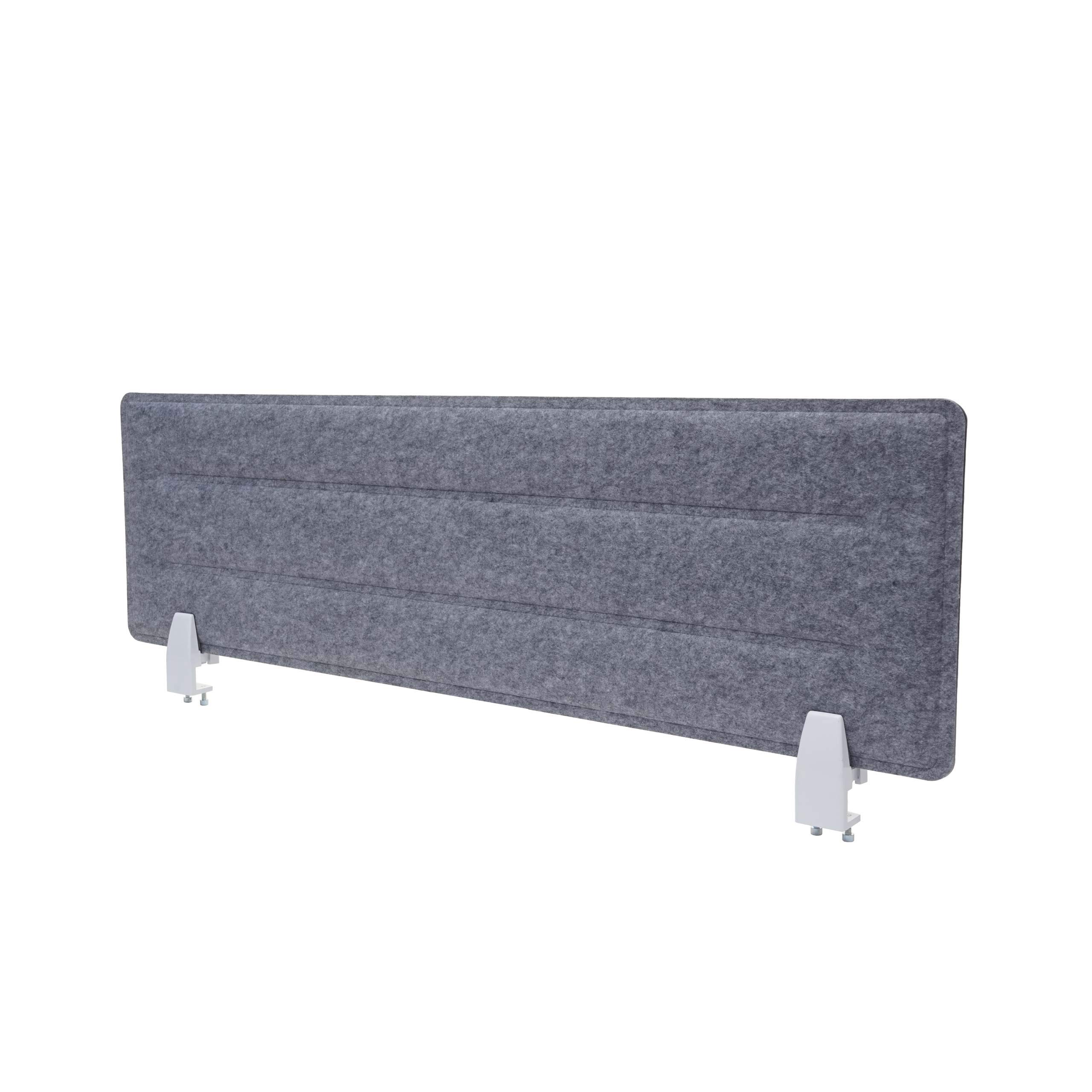 Cloison de table HWC-G76 avec clips tissu textile avec gaufrage 100x30cm gris