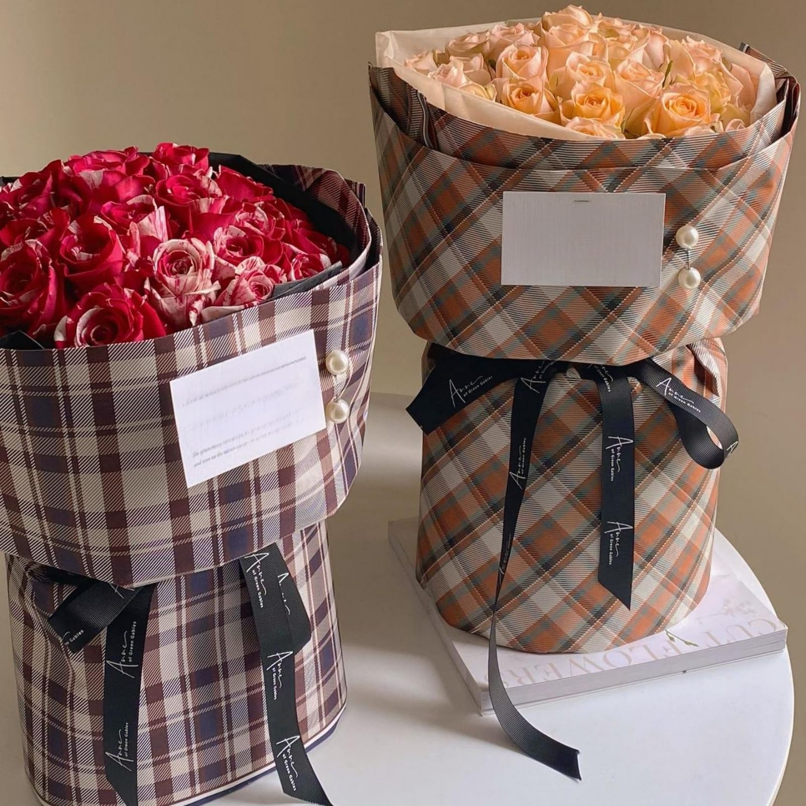 Geschenkpapier 20-teiliges Geschenkpapier mit gestreiftem, quadratischem Retro-Geschenkpapier, Bonbon-Blumen-Geschenkpapier Geschenkpapier für Weihnachtsblumenstrauß ( Color : F , Size : 60x60cm )