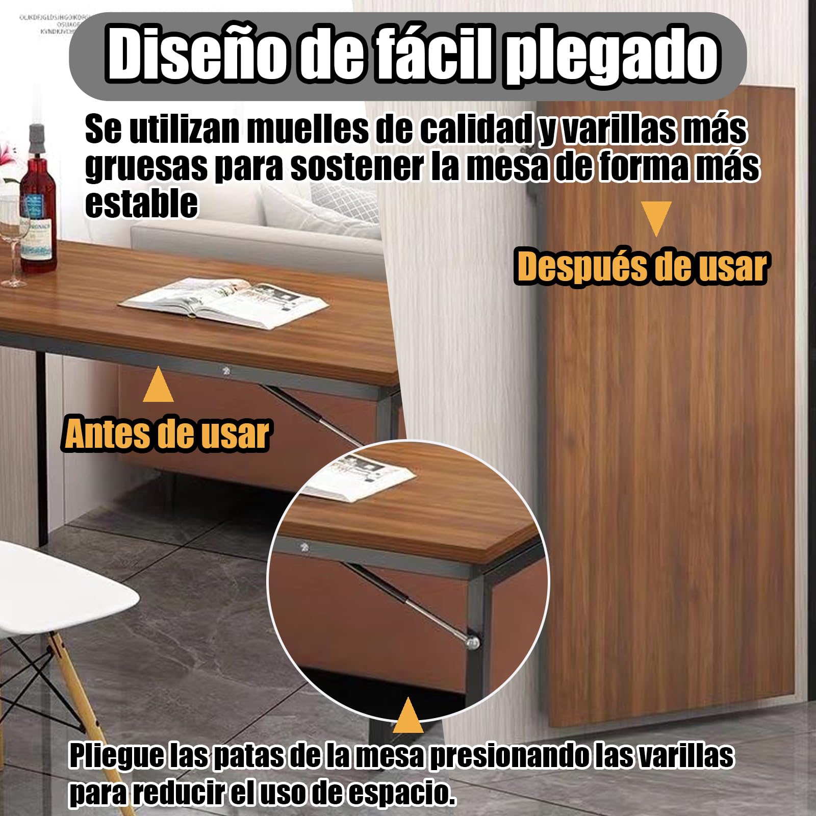 Mesa Abatible Pared Plegable Cocina - Escritorio Compacto, Diseño Minimalista para Espacios Pequeños, Fácil Montaje