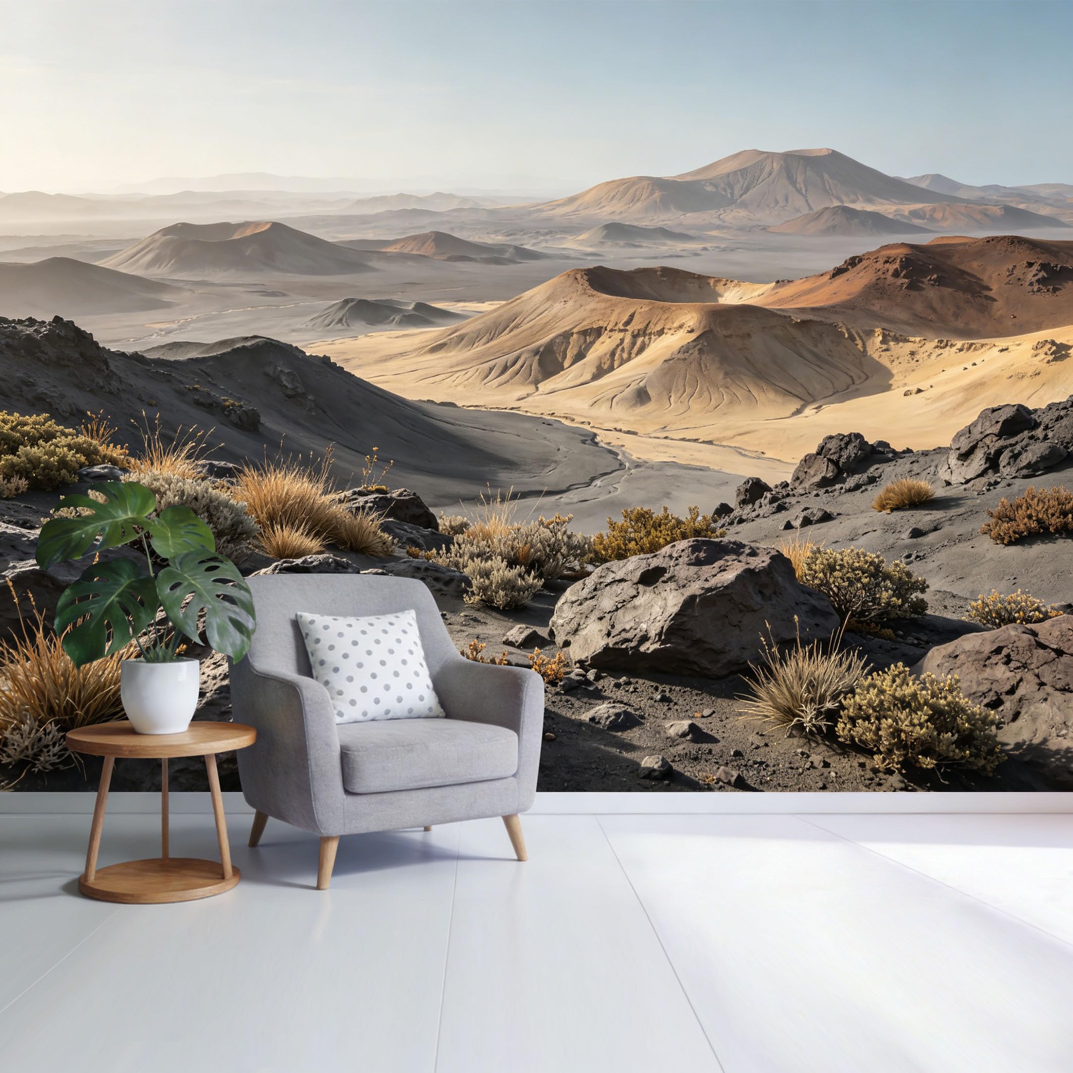 Custom Size Wall Mural Desert Mountain Landscape Golden Sand Dunes and Rocky Terrain Natural Scenic View SelfAdhesive Wall Fabric Removable Wallpaper for Home Office Decor