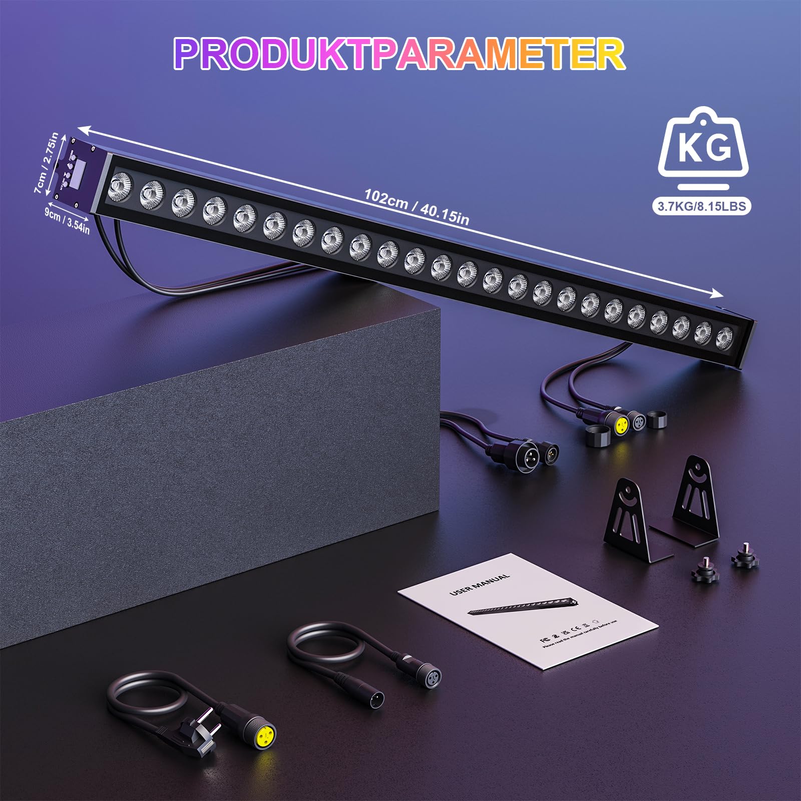 24 LED Bar Wallwasher Wasserdichter, 120W Discolicht Partylicht Bühnenlicht, RGBW Lichteffekte Strahler Strobe Beleuchtung für DJ Party Outdoor