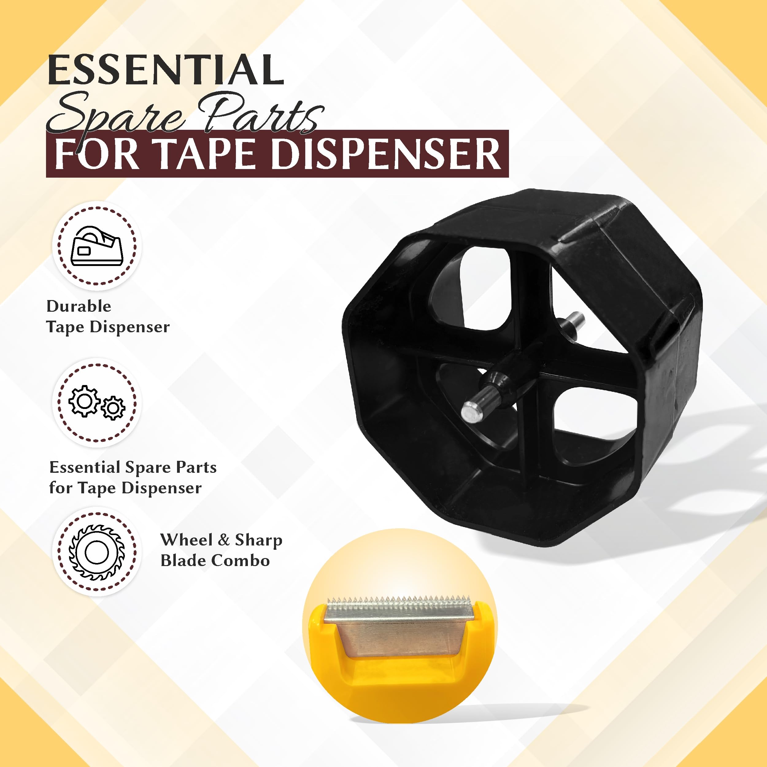 YAJNAS Dispenser per nastro adesivo per imballaggio, pesante e antiscivolo, 5,1 cm, dispenser per nastro in cellophane per casa, ufficio, scuola (colore casuale)