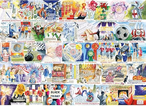 Miniatura 2 de Un año en Gran Bretaña | Rompecabezas de 1000 piezas | Rompecabezas de nostalgia británica | Rompecabezas sostenible para adultos | Tablero 100%