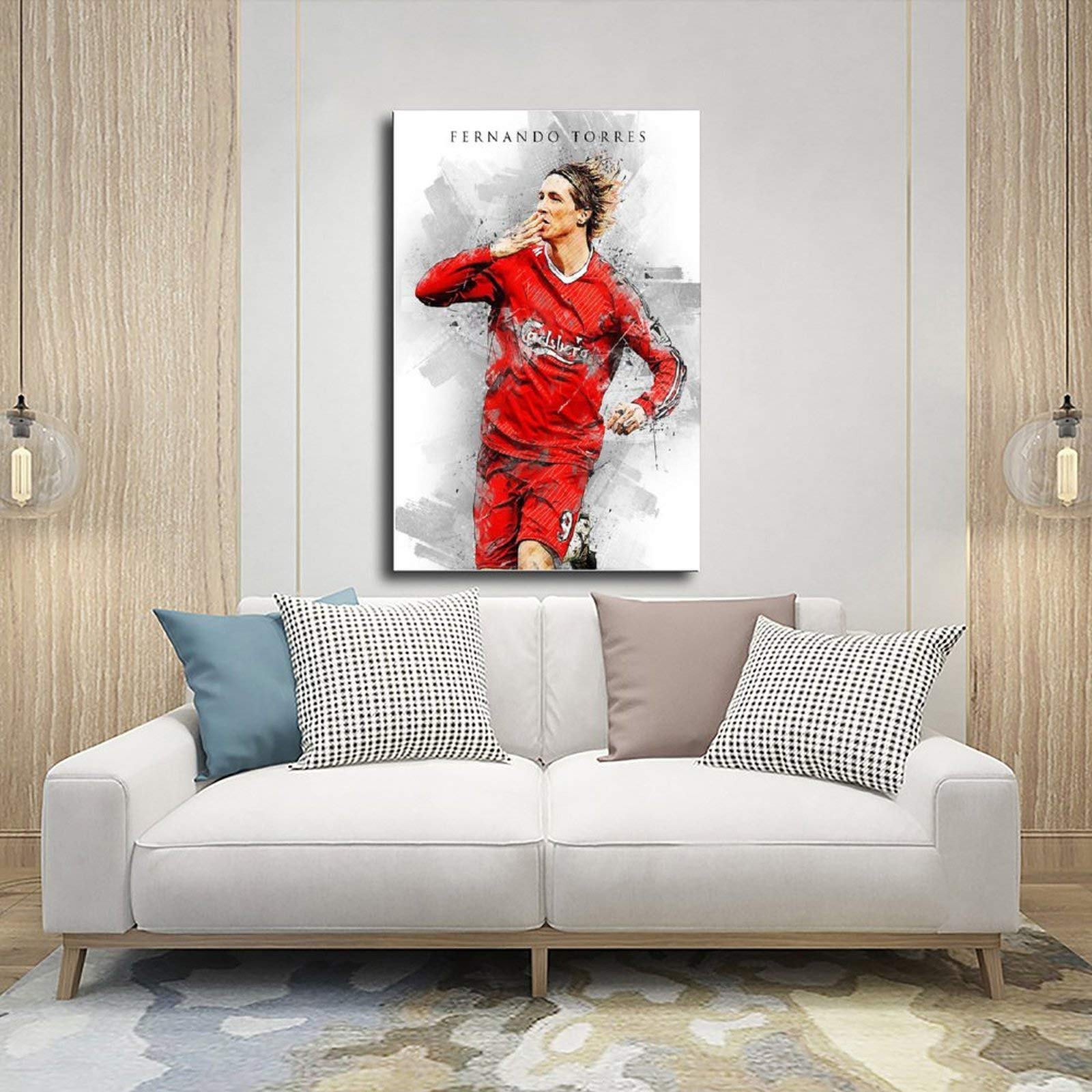Poster Encadré Fernando Torres Liverpool, Impression Sur Toile, 30x42cm, Art Mural Moderne