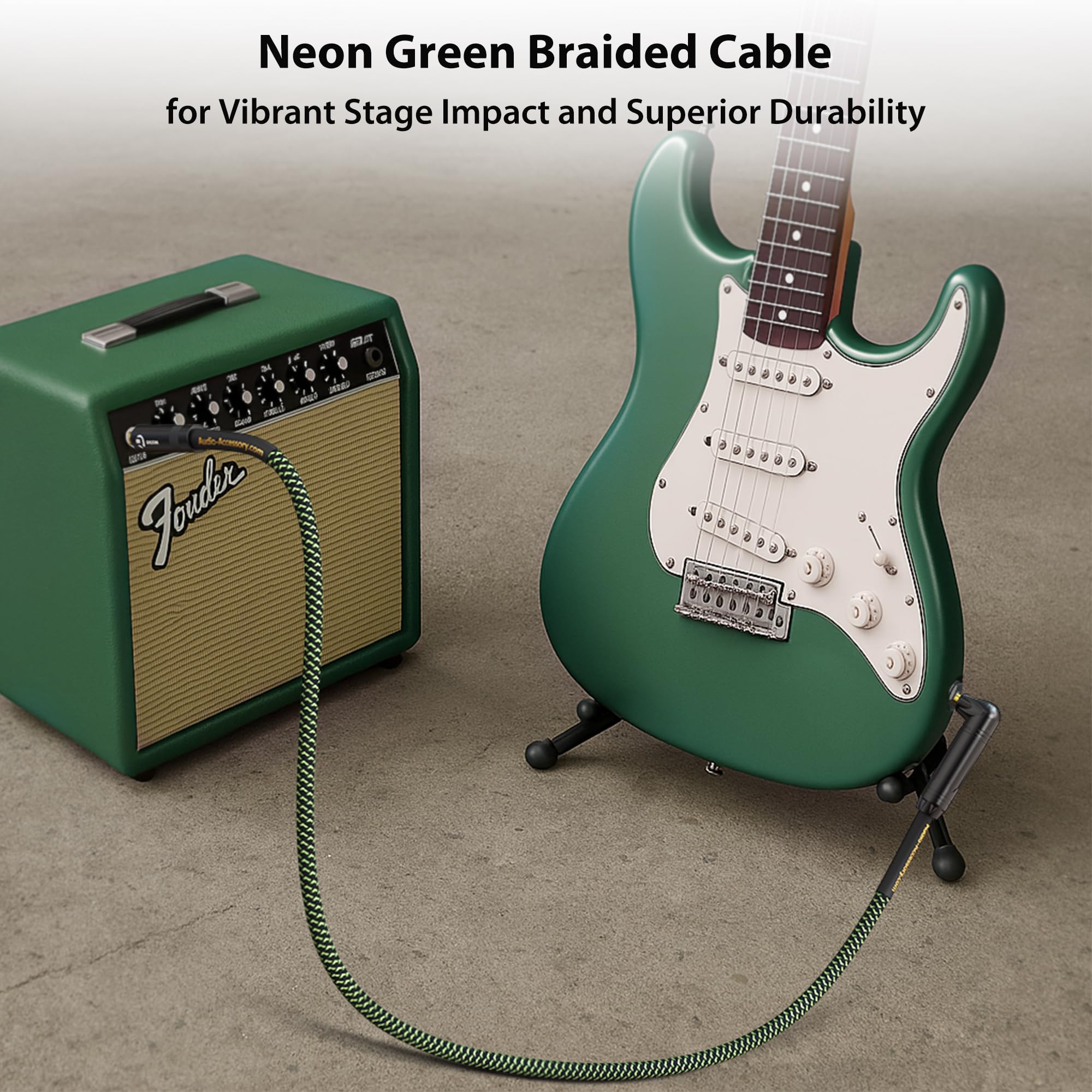 AA AUDIO ACCESSORY Pro Series - Cable de guitarra de 25 pies, conector Neutrik REAN chapado en oro, 18 AWG 99.99% OFC, cable de instrumento trenzado de nailon recto a ángulo recto de 1/4 pulgadas para