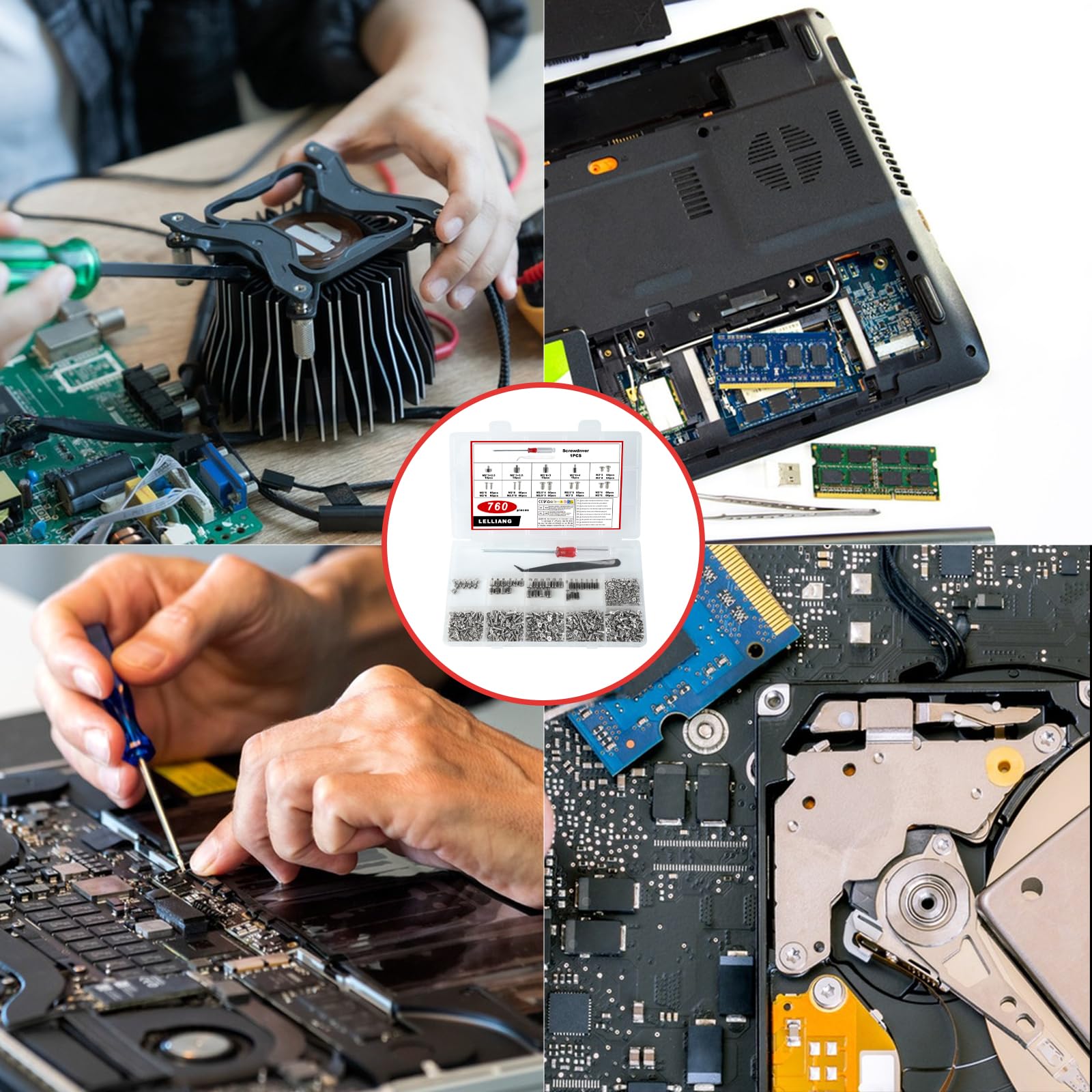 760 PzViti per Computer, Viti per PC, Set Viti Distanziali a Vite per Elettronica Ventole, Distanziatore Schede Elettroniche per HDD, SSD, CD-ROM, disco rigido