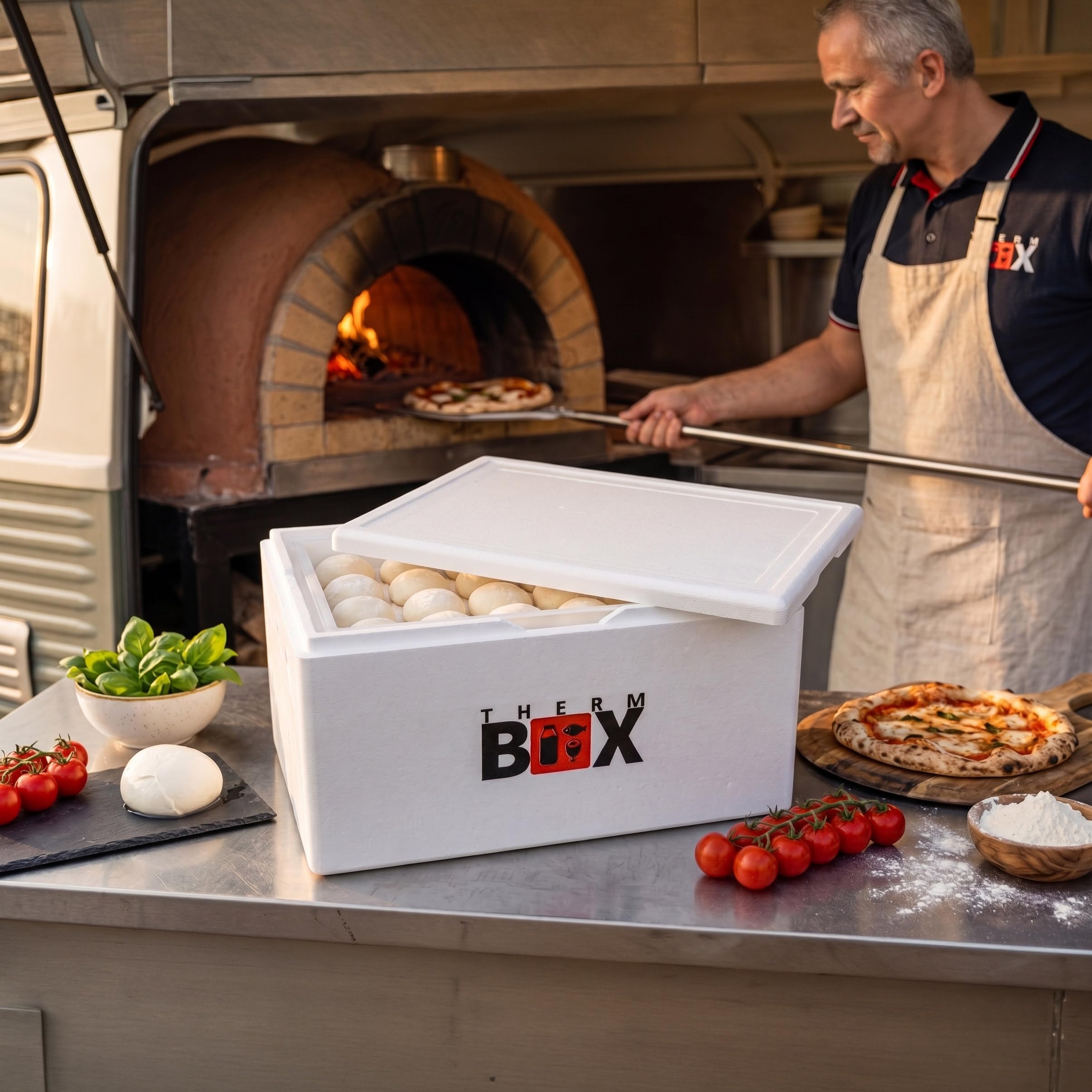 THERM BOX Contenitore per fermentazione da 80 W, in polistirolo, 80 litri, interno 62,5 x 44 x 30 cm, spessore parete 3 cm, contenitore termico, contenitore termico, contenitore termico riutilizzabile