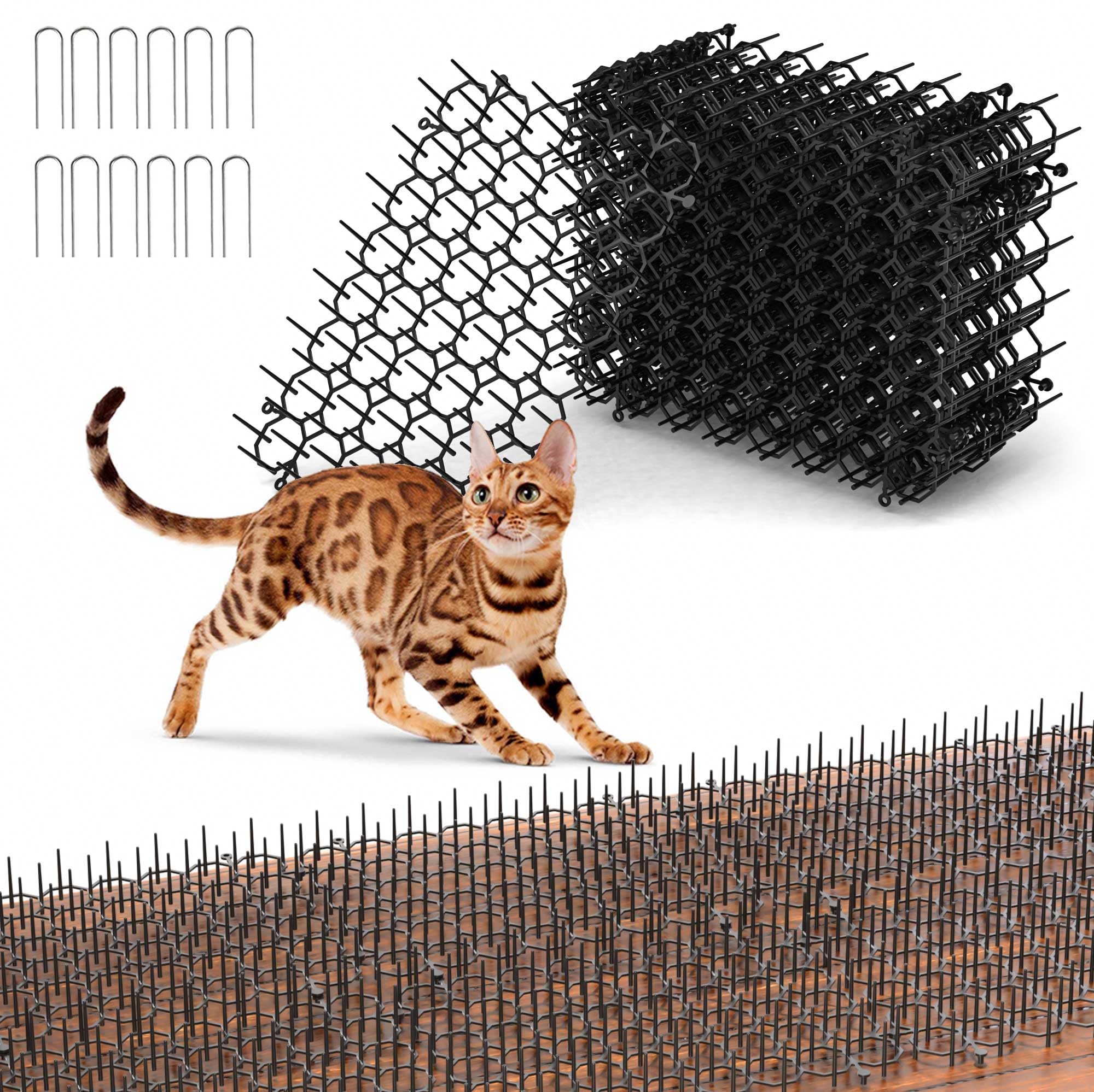 Dornengitter gegen Katzen – 12 Stück Katzenabwehrmatten (20x15cm) für Garten & draußen, effektive Tierbarriere mit Spikes aus Kunststoff zur Abwehr von Katzen, Hunden & Wildtieren