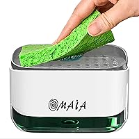 Vista 1 de OMAIA 2-in-1 Dish Soap Dispenser with Sponge Holder - Smart Kitchen Gadget - Sink Countertop Organizer