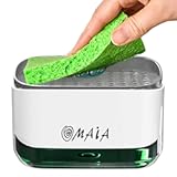 OMAIA 2-in-1 Dish Soap Dispenser with Sponge Holder - Smart Kitchen Gadget - Sink Countertop Organizer
