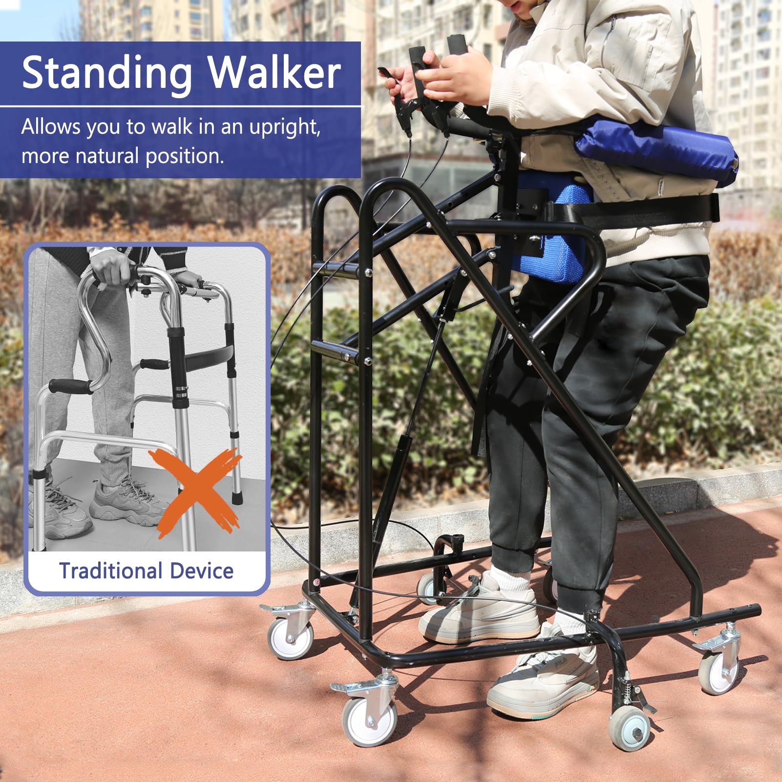 LivingSURETM Freedom 4-Wheel Rollator XL, Black