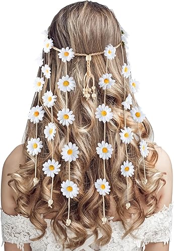 DOCILA Diademas de flores para mujer, diadema floral hippie bohemia, corona de hadas, boda, fiestas, traje, accesorios para el cabello