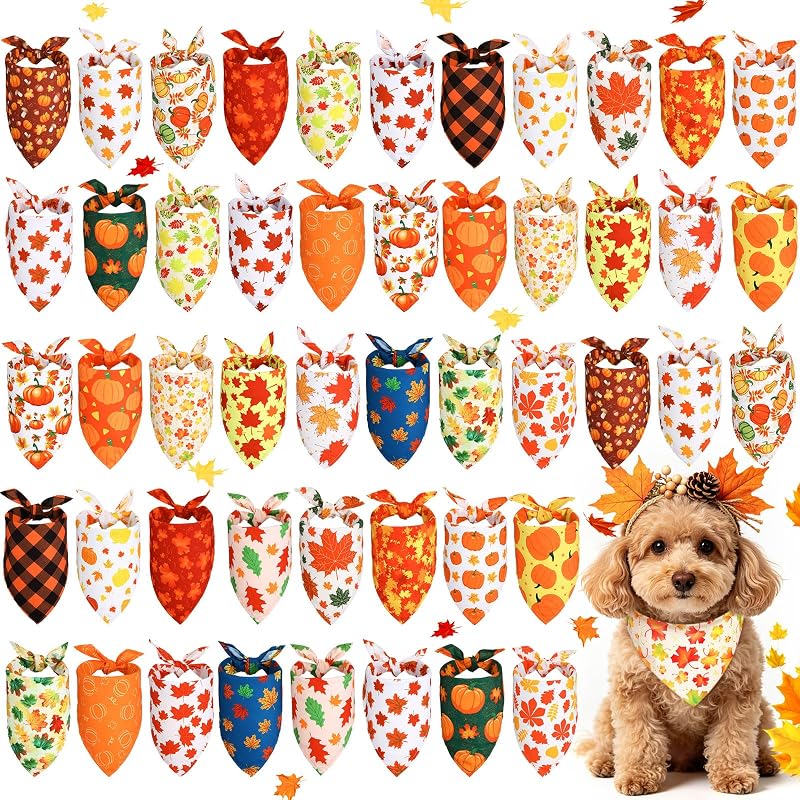 Bandana para Cães Sweetude com Estampas de Outono em Poliéster, Tamanho 50 x 35 x 35 cm, Pacote com 50