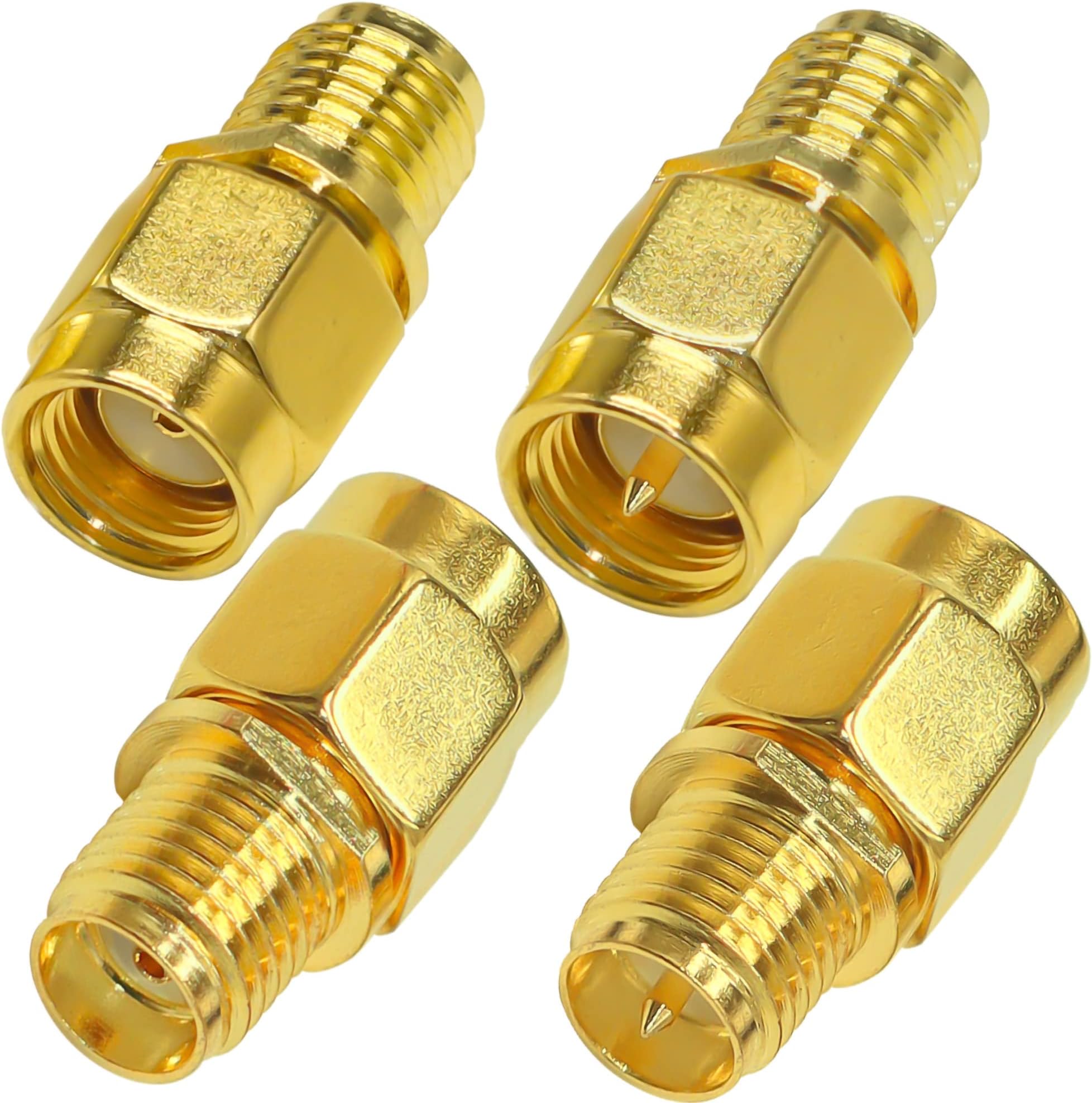 TUOLNK SMA Coax Connector Kit SMA/RP-SMA Male to RP-SMA/SMA Female RF Coaxial Adapter for Radio Extension Cable Router SMA Male to Female Converter 4 Pack