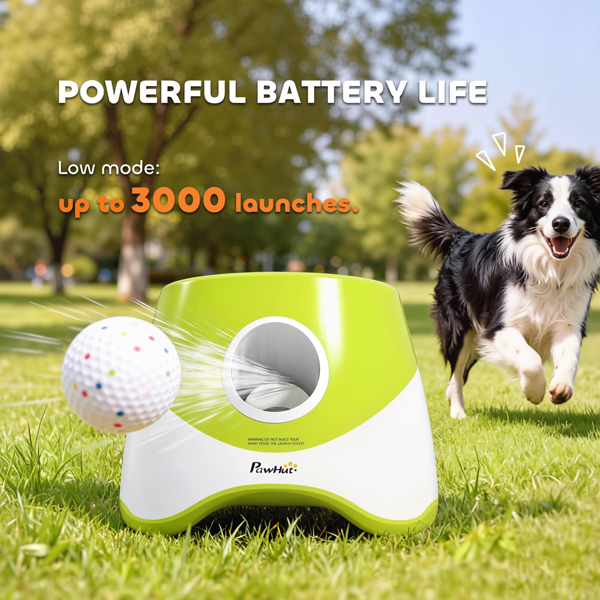 Lanzador automático de Pelotas para Perros PawHut con 5 Pelotas de Tenis ETPU, Lanzador de Pelotas para Perros con 3 ajustes de Distancia (6 m/10 m/14 m), Juguete Interactivo para Interior y Exterior