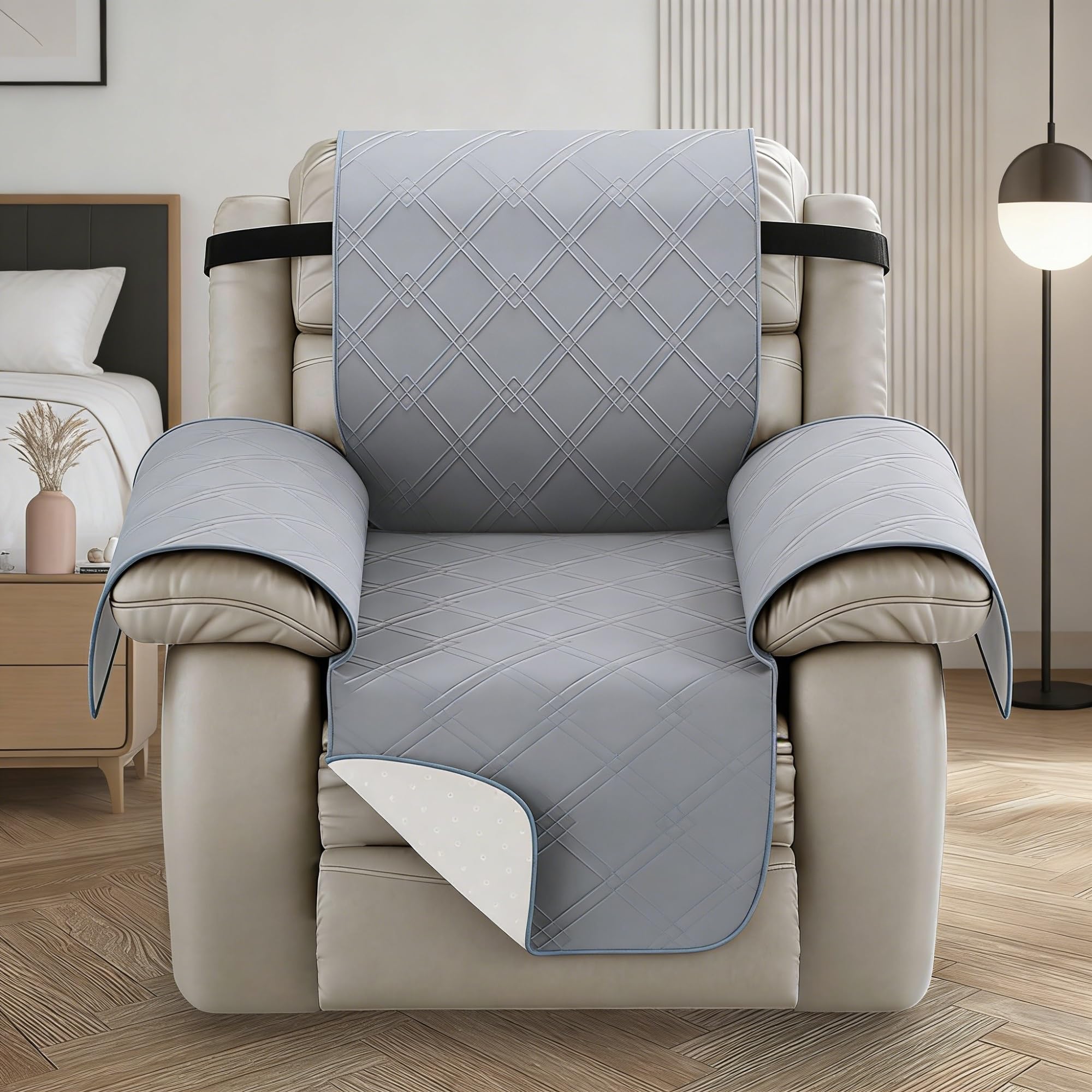 Housse matelassée pour fauteuil inclinable imperméable de taille Small gris