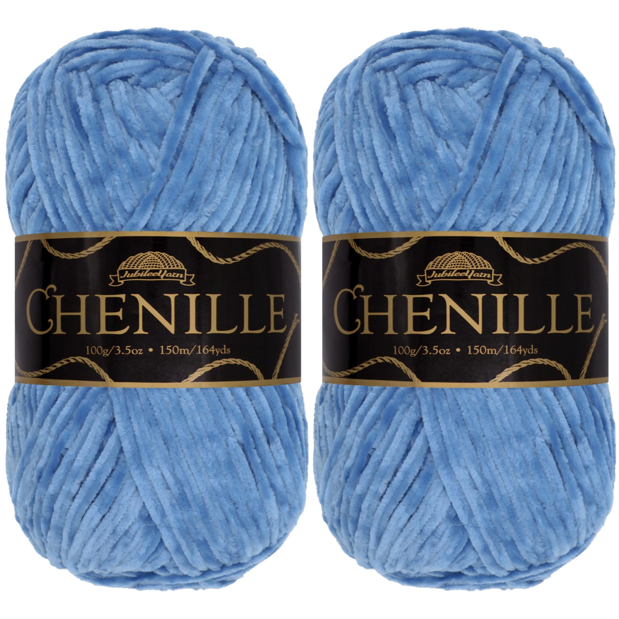 JubileeYarn - Hilo de chenilla, peso peinado, 100 g/madeja (2 madejas, 120 Egeo)