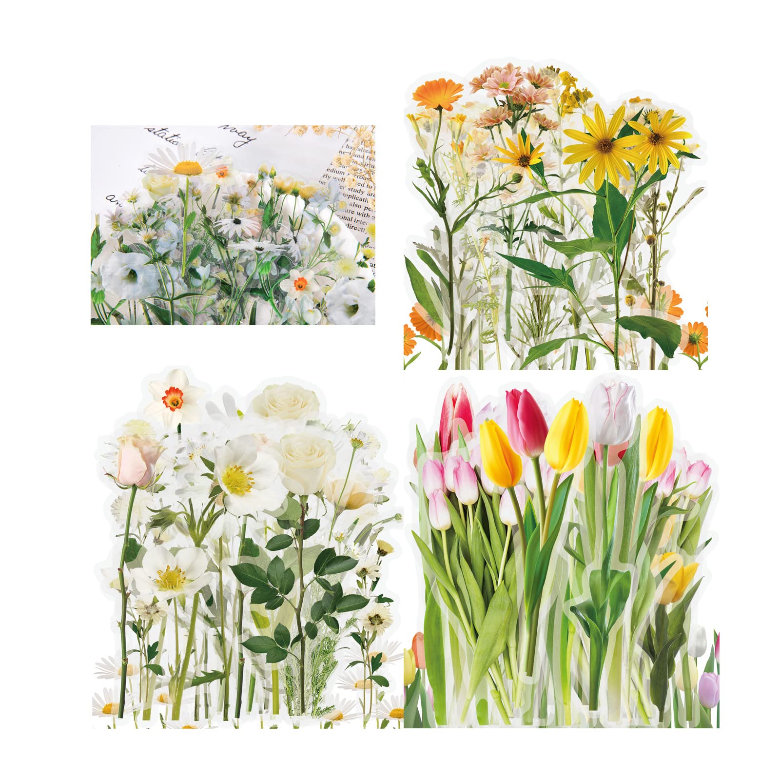 120pcs Pegatinas Scrapbooking Flores Adhesivas Plantas Stickers Para Manualidades Diy Álbumes De Recortes Fotos Diario Agenda Tarjetas De Felicitación, Para Álbum De Fotos, Sobres, Cuadernos (A)