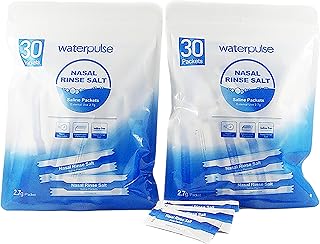 【正規輸入品】waterpulse 鼻リンス 生理食塩水 精製塩 YT-300専用 2.7g×30包×2箱 セット 日本語説明書付き (60回分)