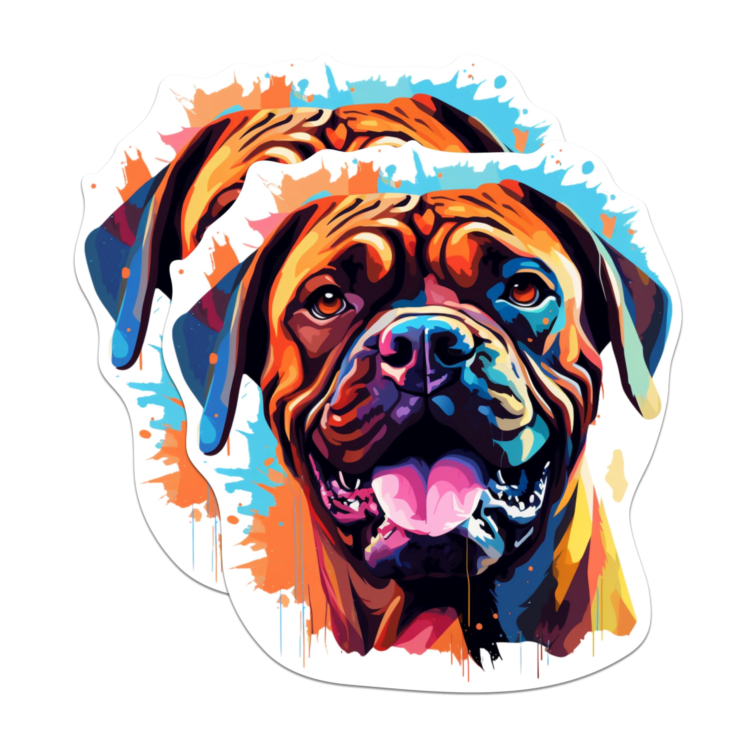 (2 Pack) Bullmastiff Dog Breed Stickers - 5 Inches On Longest Side - Choose from Over 100 Dog Breeds - for Cars, Trucks, Skateboards, Laptops - Made in USA - BMCS1805