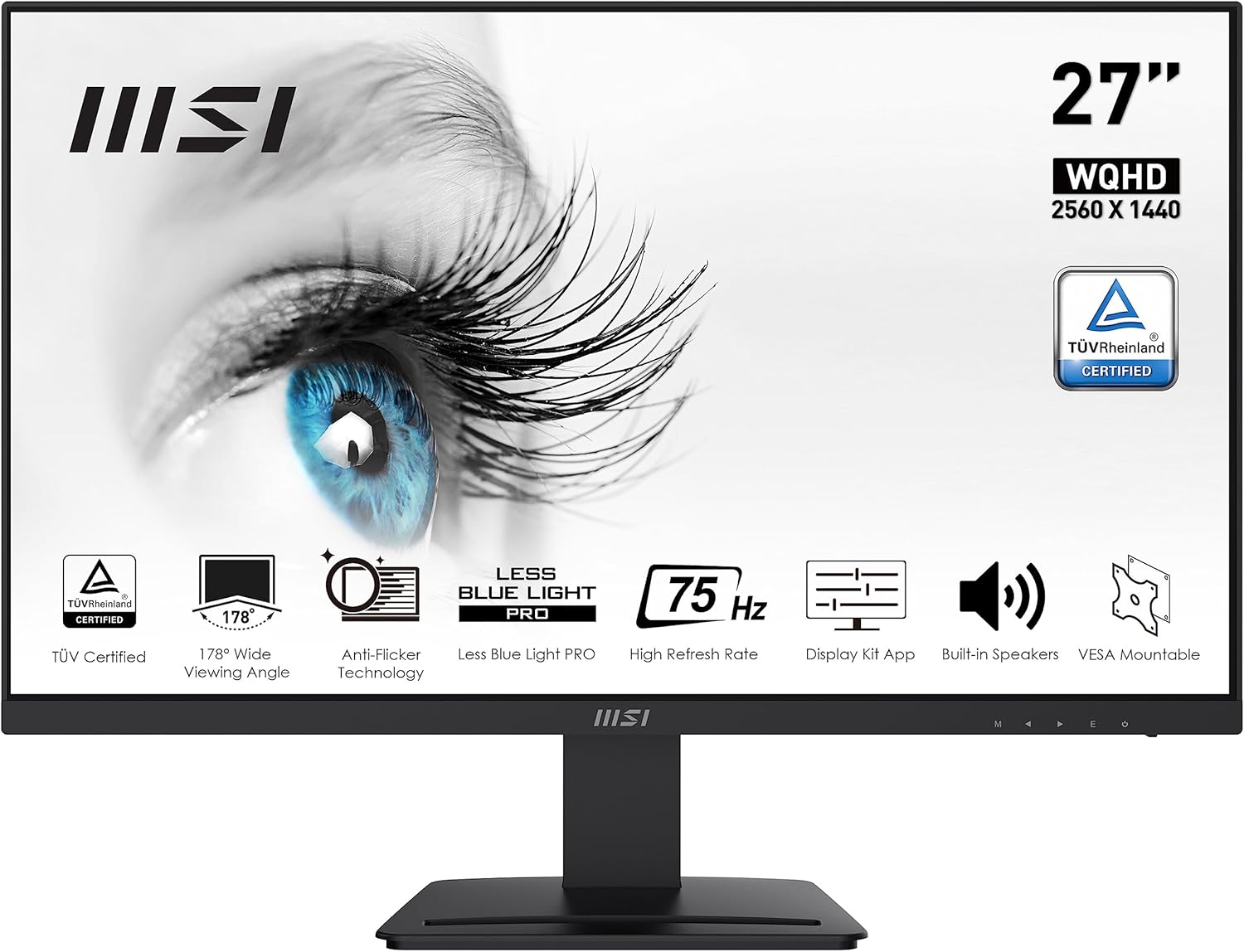 MSI PRO MP273QV, Monitor 27 WQHD (2560x1440), VA, 75Hz, 1ms, FreeSync, HDMI, DP, VESA MSI PRO MP273QV, Monitor 27 WQHD (2560x1440), VA, 75Hz, 1ms, FreeSync, HDMI, DP, VESA