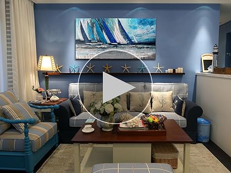 The Art of e Quaintance　Blue Amazon.com: Arjun Blue Abstract Wall Art Canvas for Living