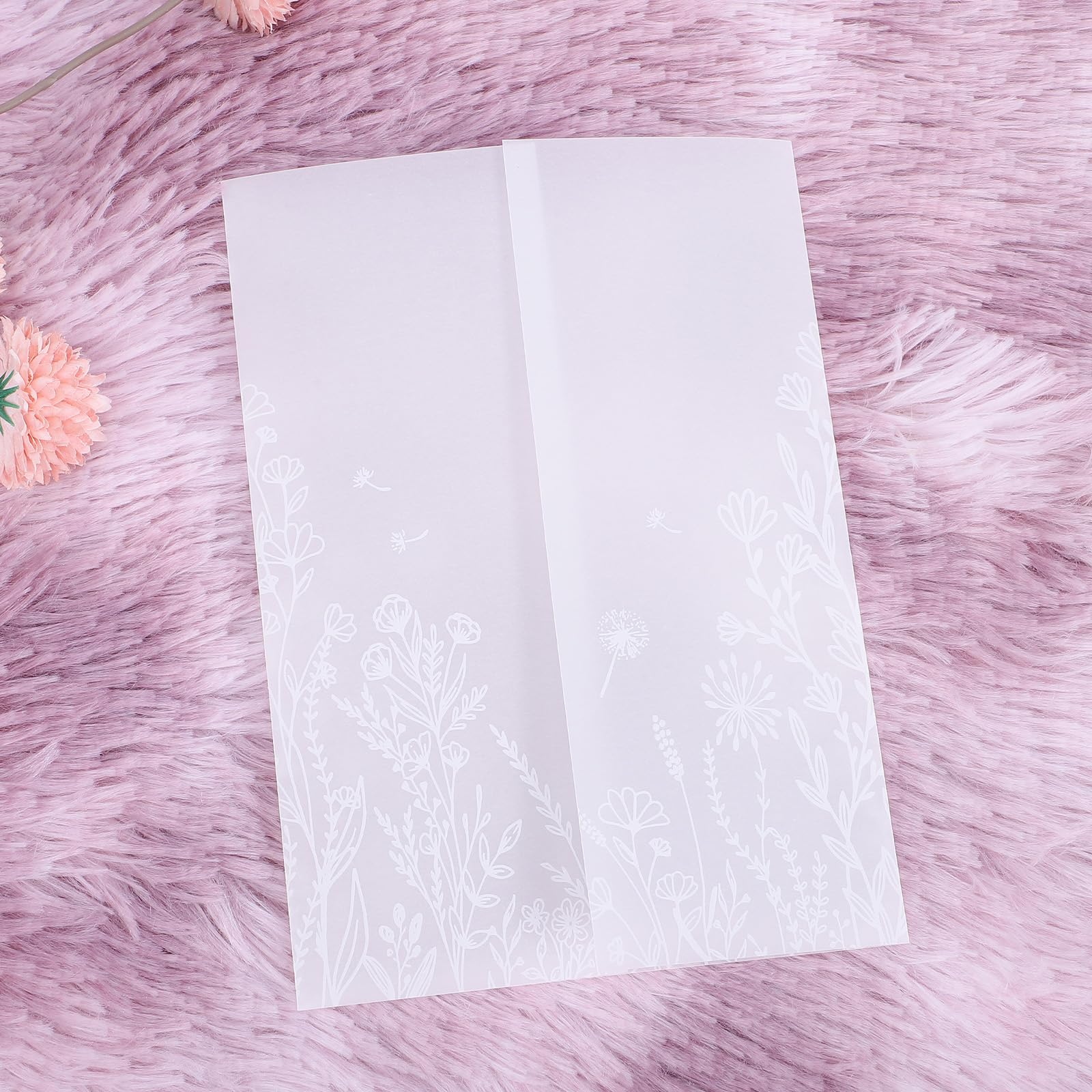 Photo 1 of Leooomap Vellum Jackets for 5x7 Invitations - 100 Pack Wildflower Pattern