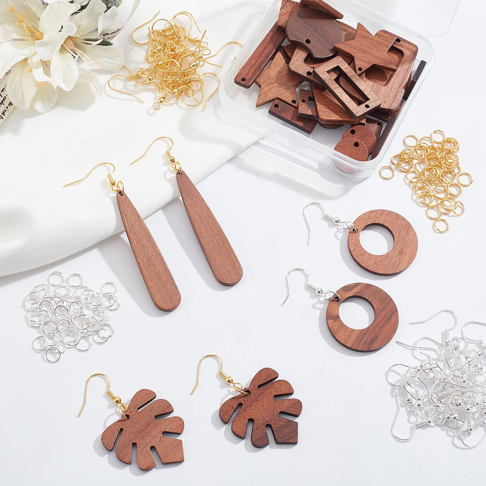 Crafans Walnut Wood Charms Resin Charms For Earrings Necklace Pendants