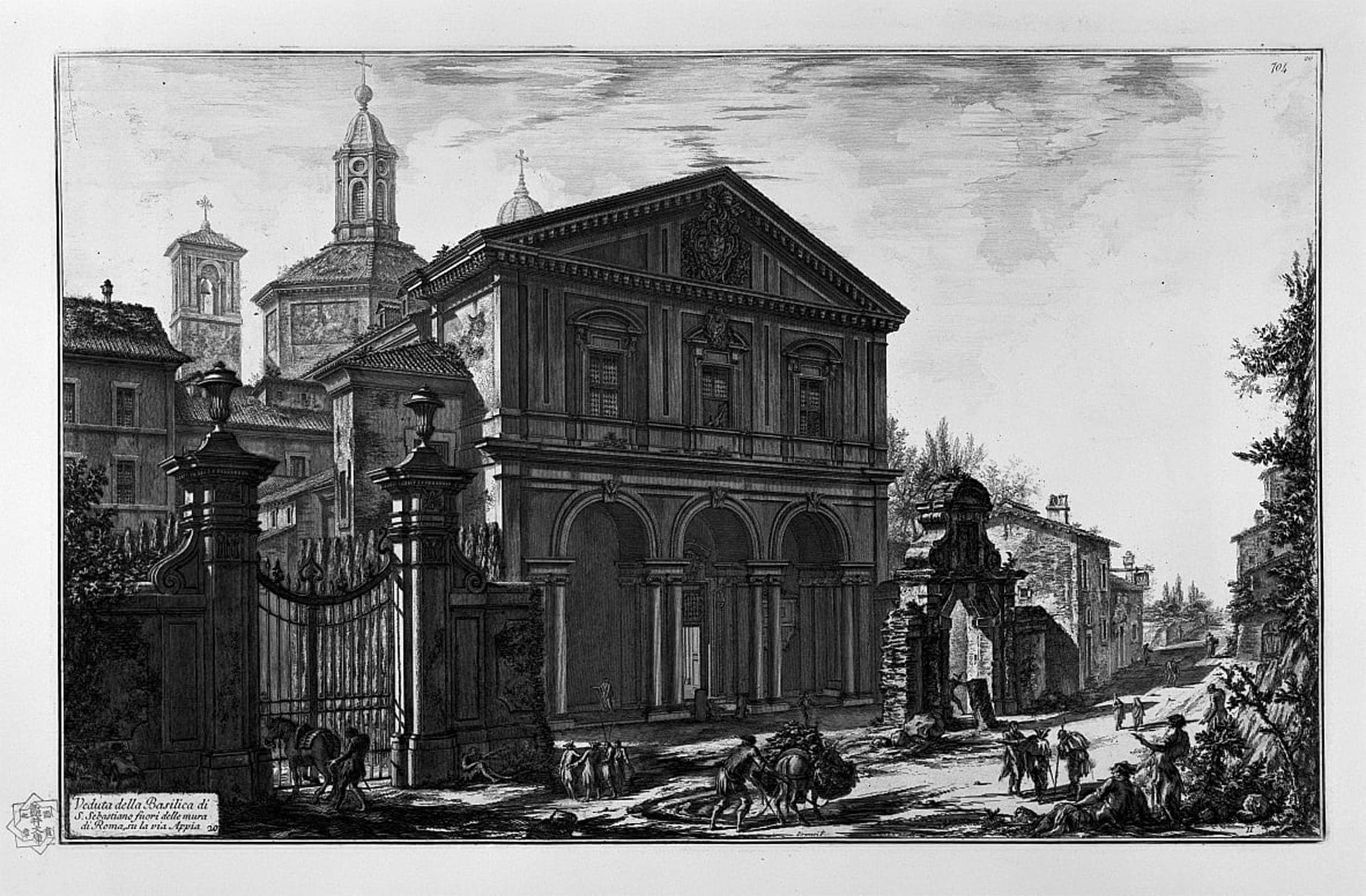 SERENDIPITP Retro Picture Poster Wall Art Pictures Painting Vedutaa Basilica Di San Sebastiano Fuori Le Mura Di Roma Su La Via Appia by Battista Piranesi Wall Art Canvas Print for Wall Decor 60x90cm
