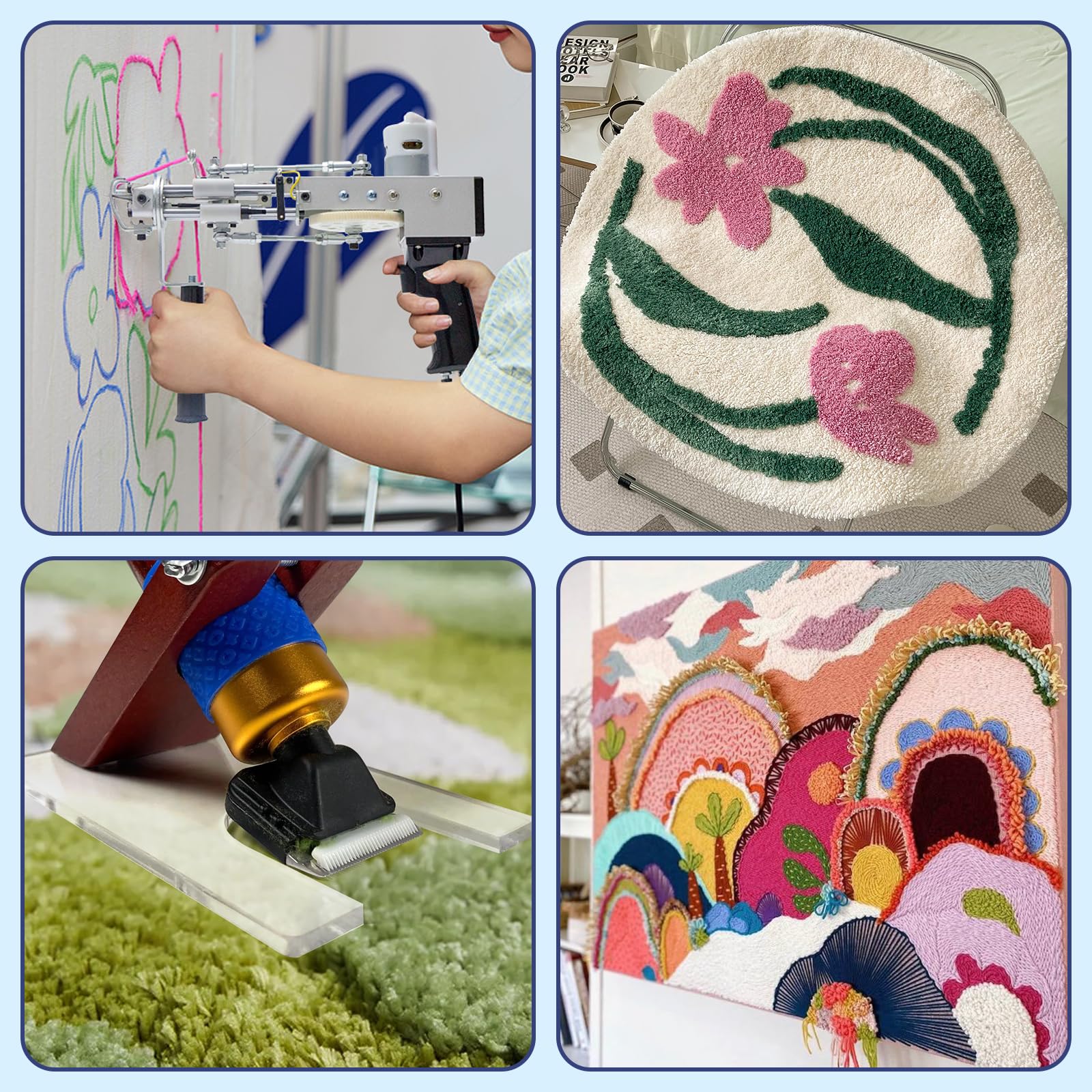 Pistola per tufting per tappeti con kit di tagliapaveti, kit di base con trimmer per tappeti, set di pistola per tufting per tappeti, pistola per tappeti 2 in 1 Cut & Loop Pile e tagliacapelli,